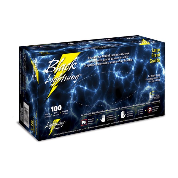 Black Lightning 6 mil Disposable Powder-Free Nitrile Exam Gloves – Black, 1000