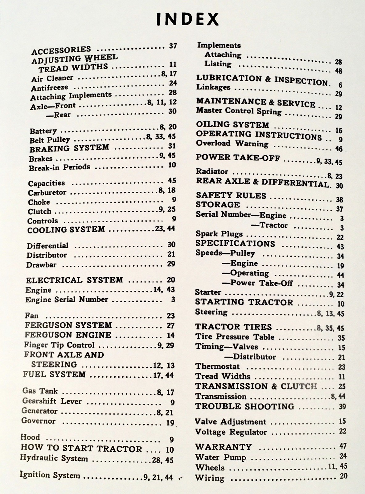 Ferguson To-20 Tractor Owners Operators Manual Maintenance Operation Ford Harry