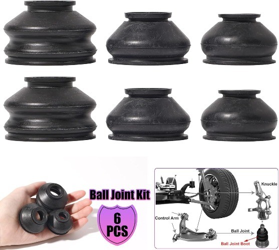 6PCs Universal Ball Joint Head Dust Protection Tie Rod Boot Cover R Size: 6PCs