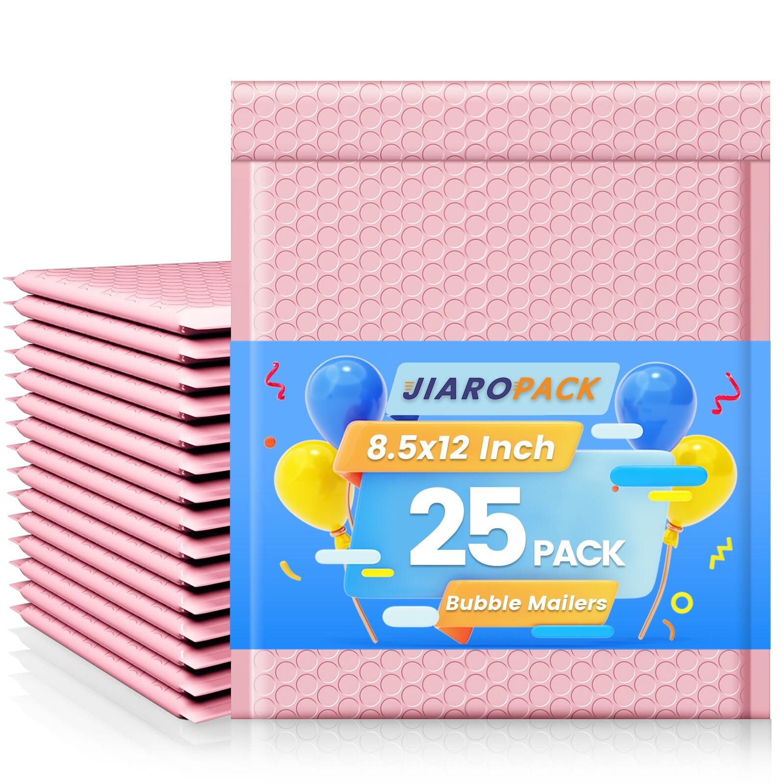 Jiaro Pack Poly Bubble Mailer Padded Envelope Mailing Bag 8.5×12 25Pc Light Pink