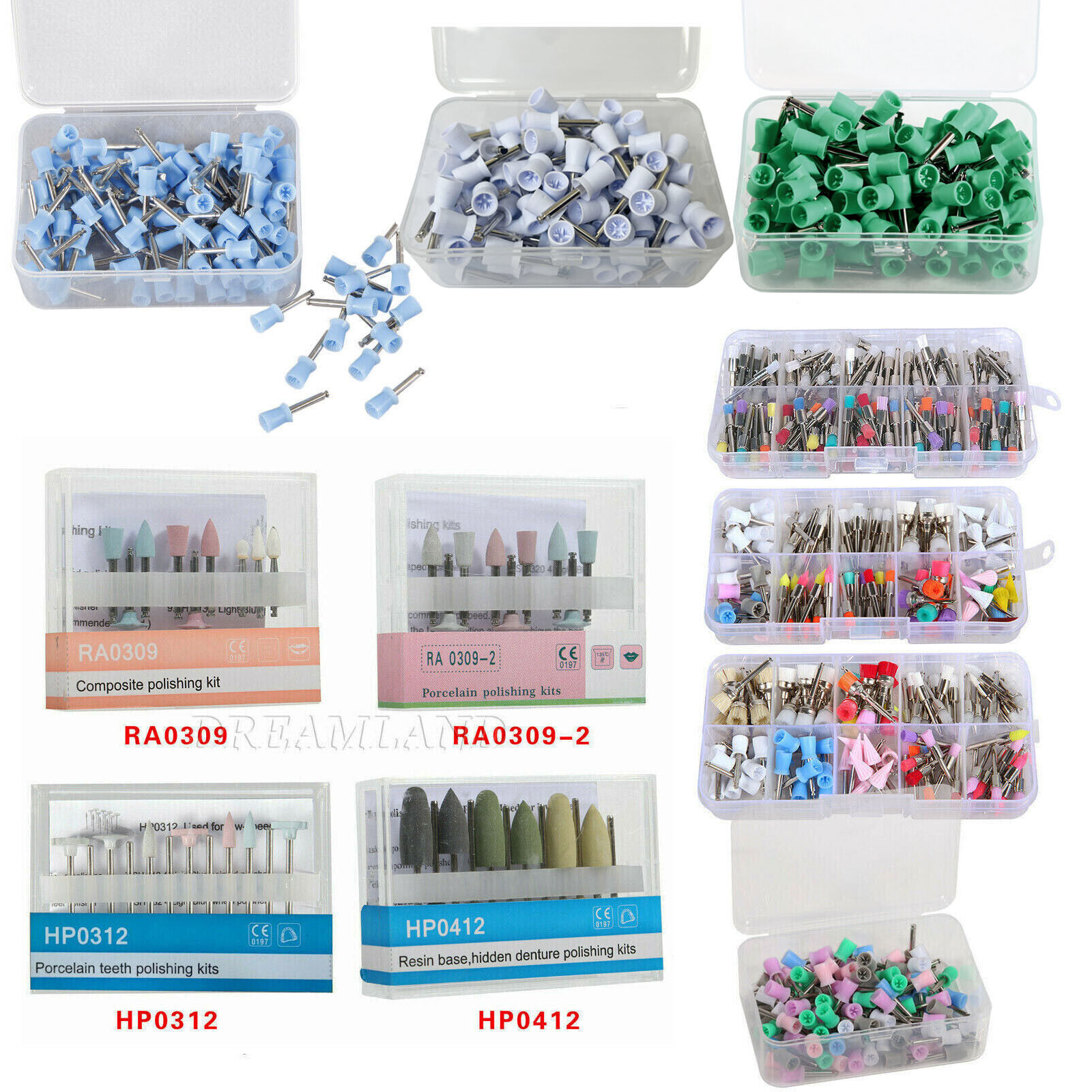100/200pcs Dental Latch type Rubber Polishing Cups Brushes Tooth Prophy Polisher