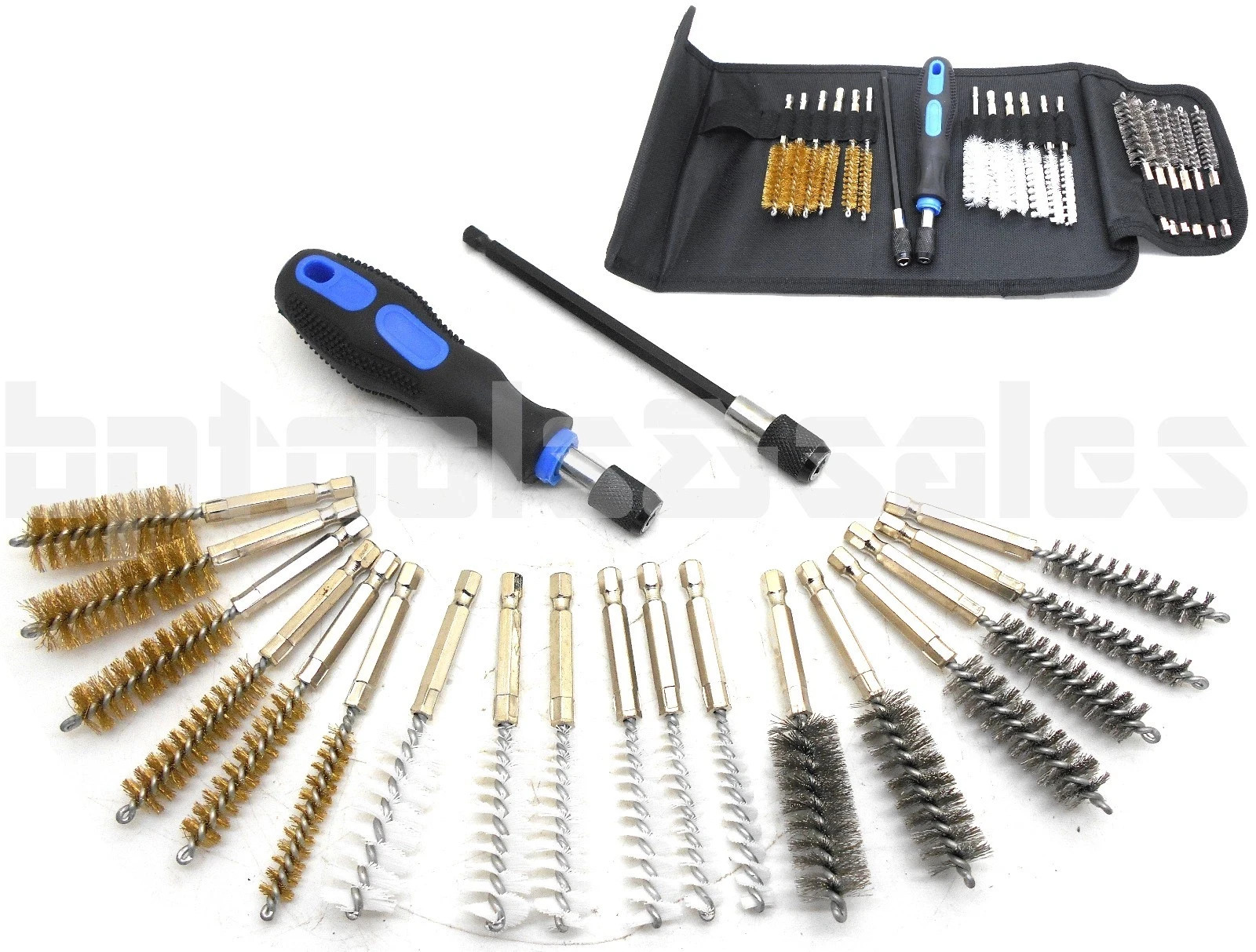 20pc Industrial Wire Brush Set Extra Long Reach Cleaning & Decarbon Brush Kit