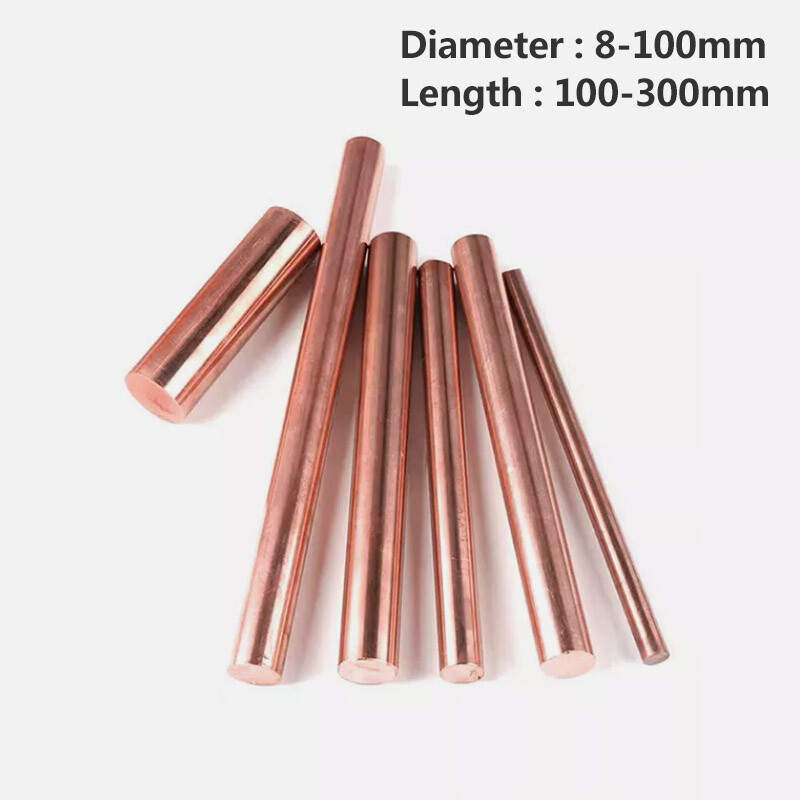 1/2pcs φ8-100mm Length100/150/200/250/300mm 99.9%Pure Copper T2 Cu Round Rar Rod