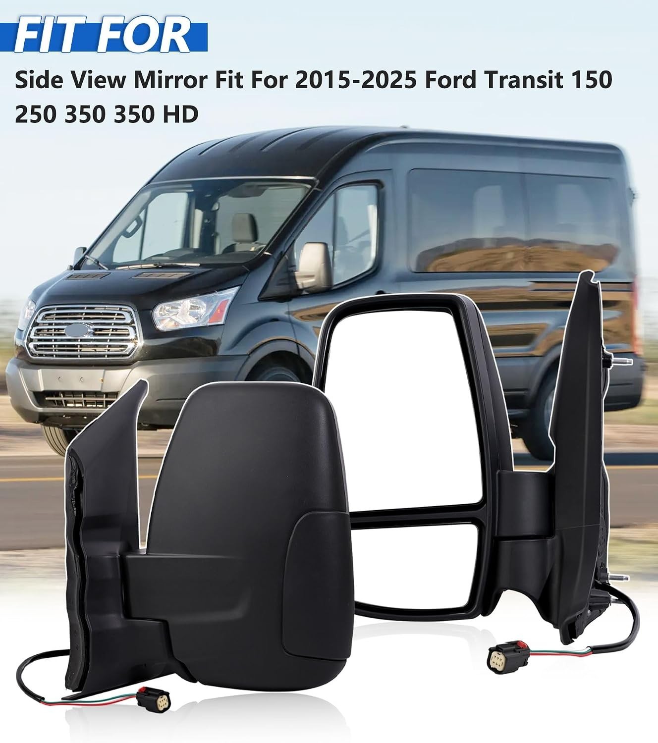 Driver Side Mirror,Mirror Assembly Compatible with 2015-2025 Ford Transit 150 25