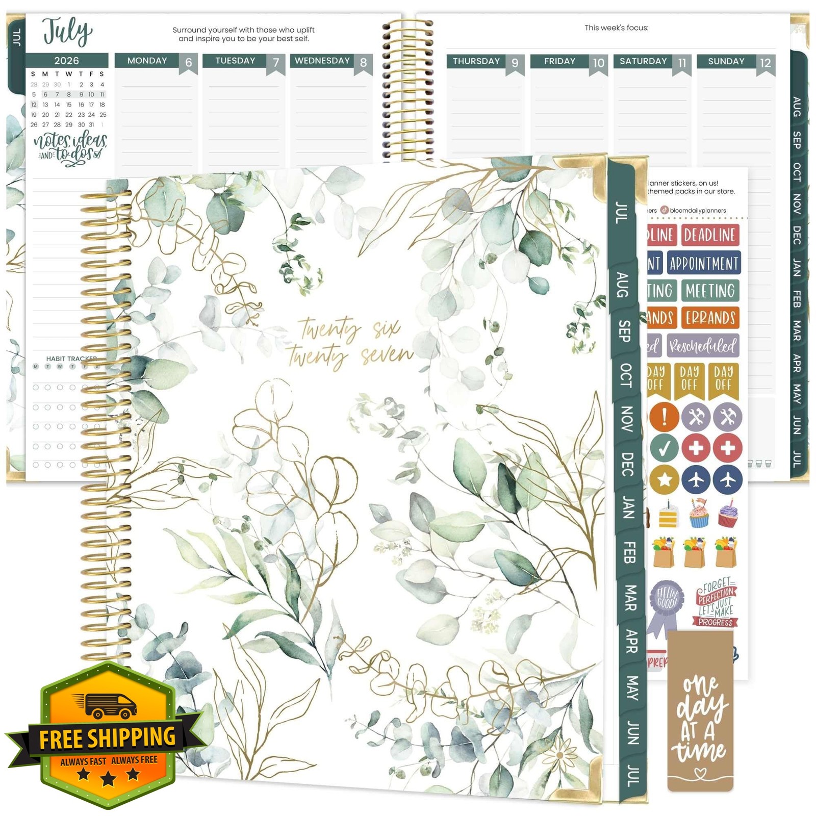 bloom daily planners 2026-2027 Eucalyptus White Planner