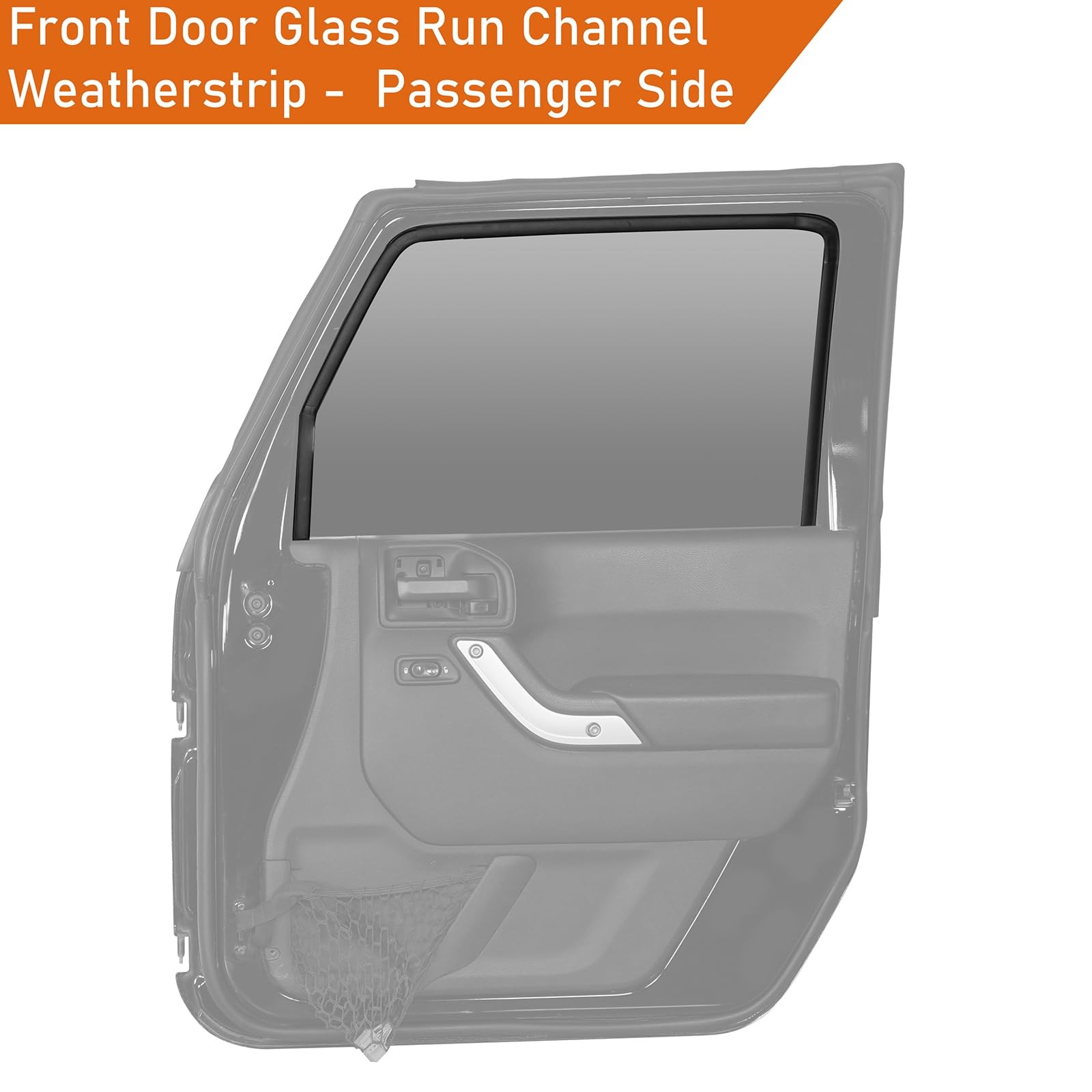 Hooke Road Wrangler Front Door Glass Weatherstrip Seal Passenger Side for 2007-2
