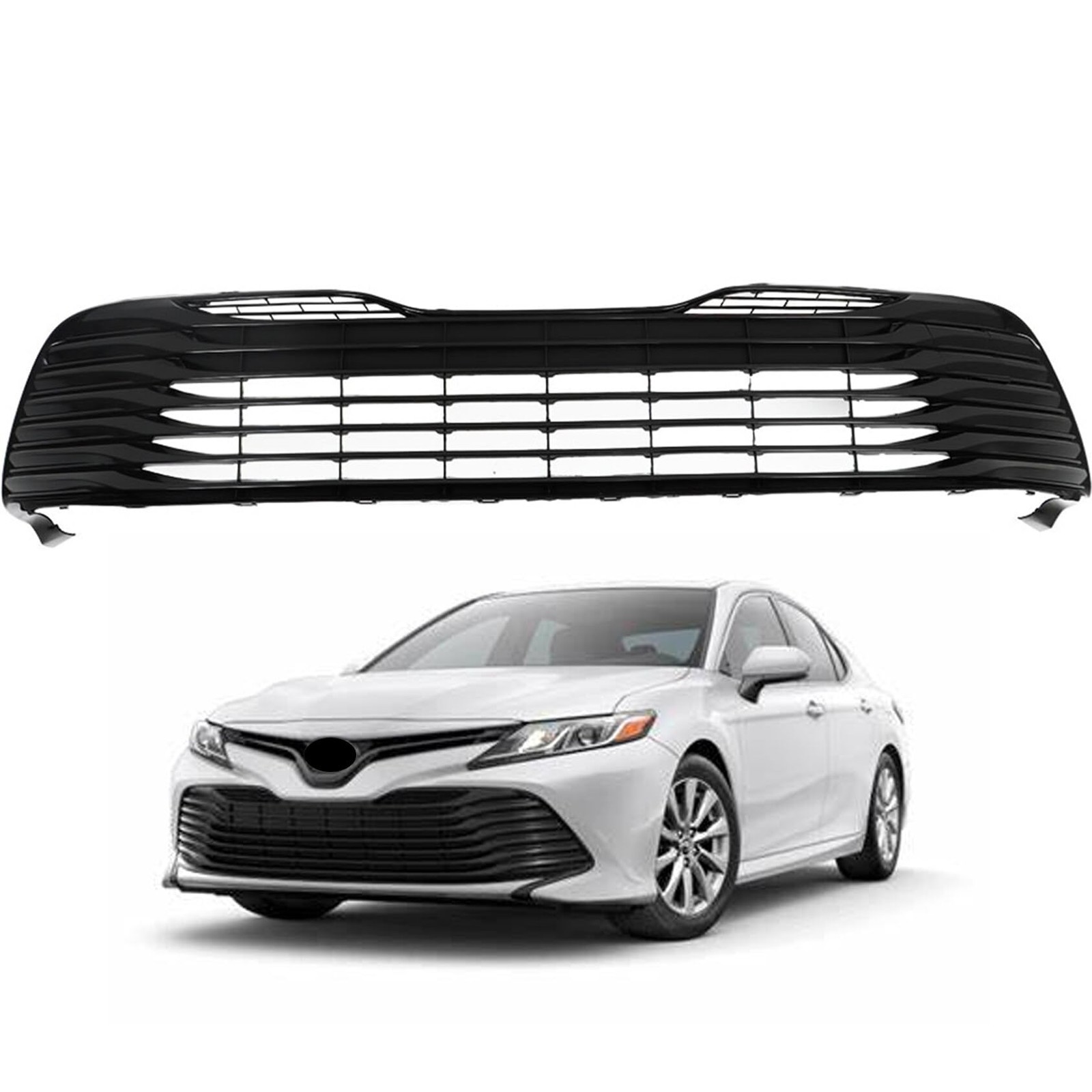 Dark Grey Front Bumper Lower Grille without Radar Holes for 18-20 Camry LE XLE