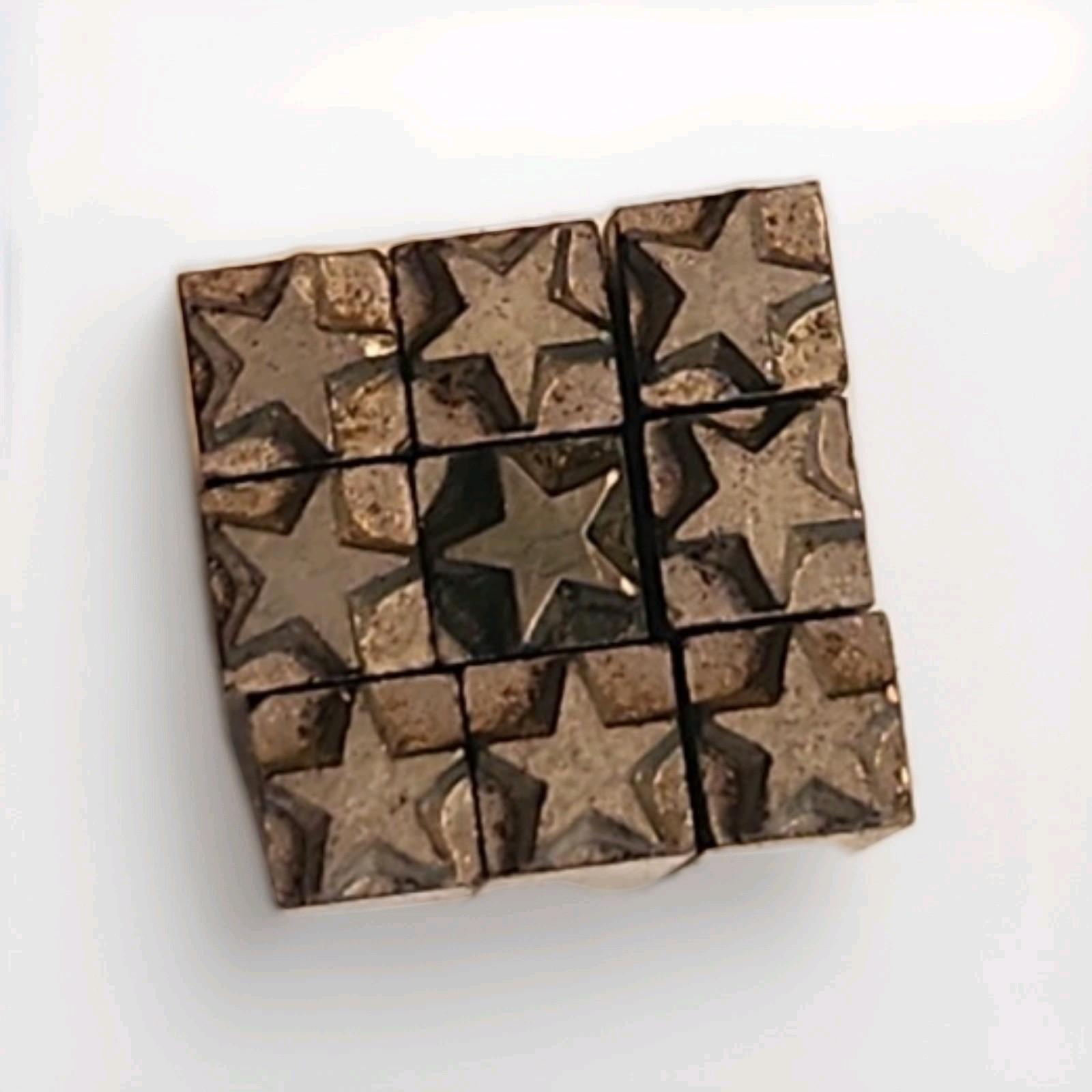 9 Extra Small Antique Metal Star Shape Letterpress Printing Block Stamps Lot
