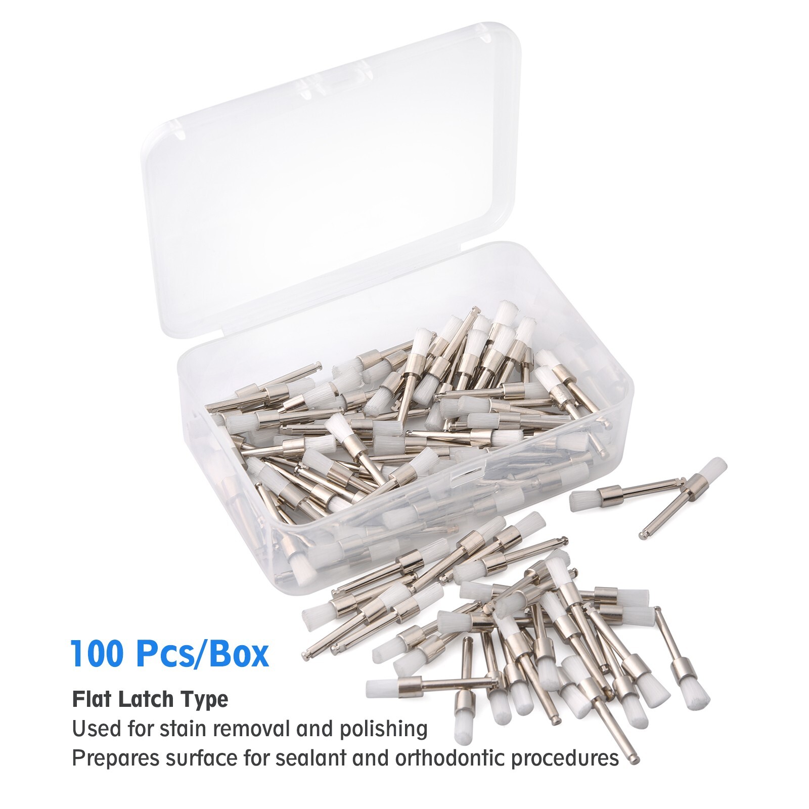 400 Disposable Dental Prophy Polishing Brush Latch Flat Type White