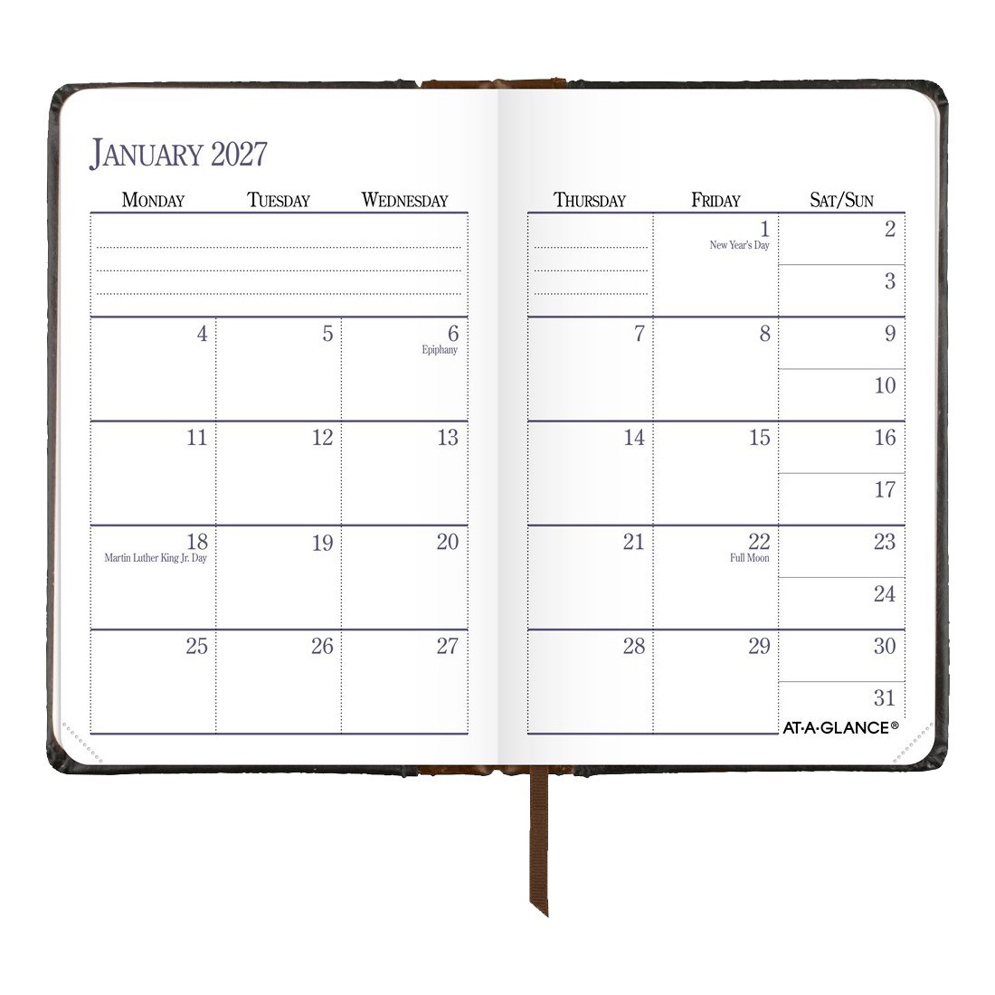 2026 At-A-Glance 74-01 Fine Diary Weekly Monthly Planner, Genuine Leather