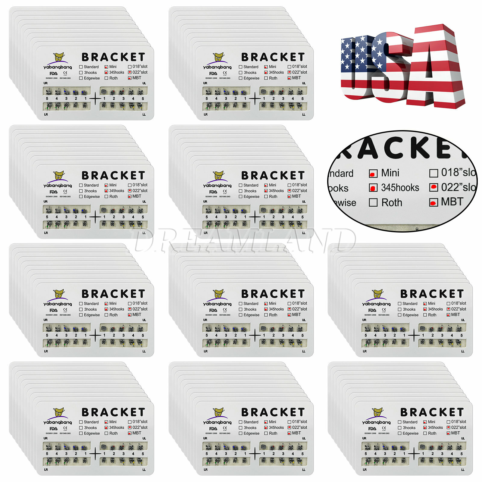 100Packs Dental Orthodontics Bracket Braces Mini Roth 022″ 3-4-5hooks #2 RP^^op