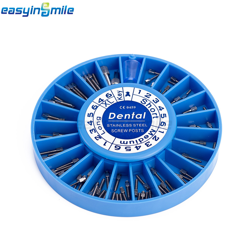 Dental Stainless Steel Endo Screws Conical Screws Posts Assorted Kit 120pcs&2Key