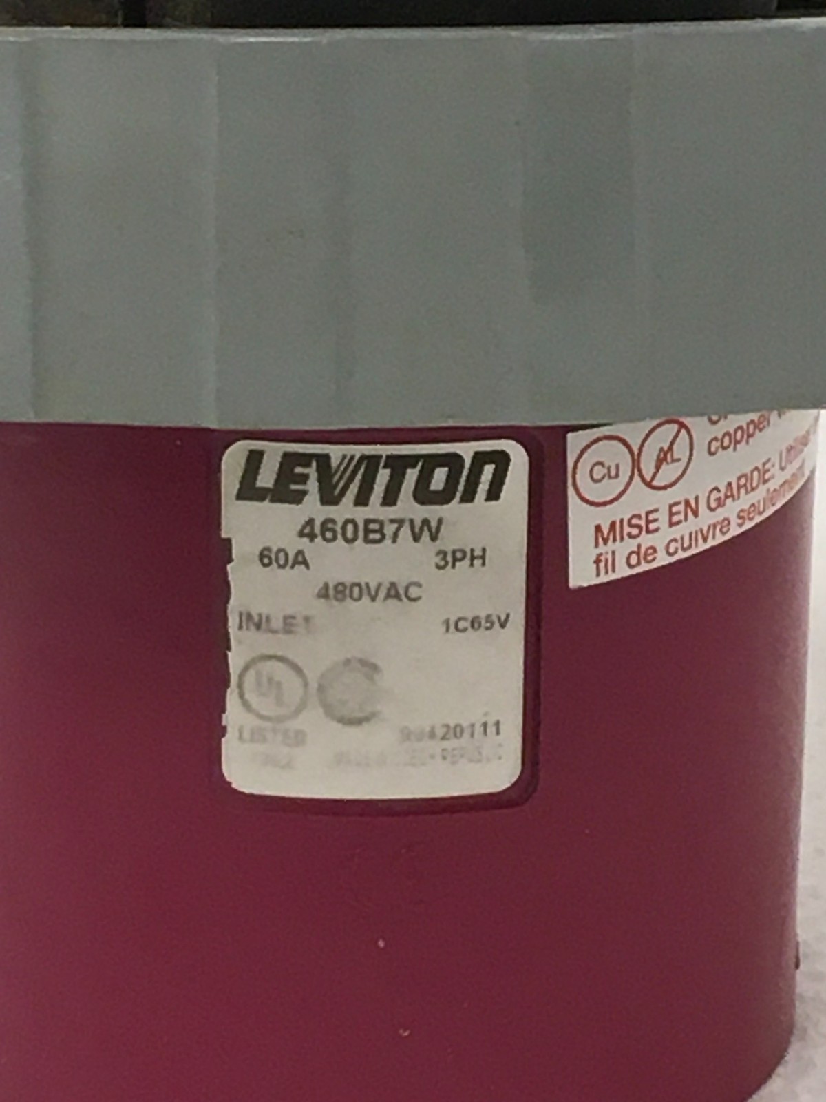 Leviton 460B7W 460R7W 60A 480V 4-Pin Plug Receptacle Set WORKING FREE SHIPPING