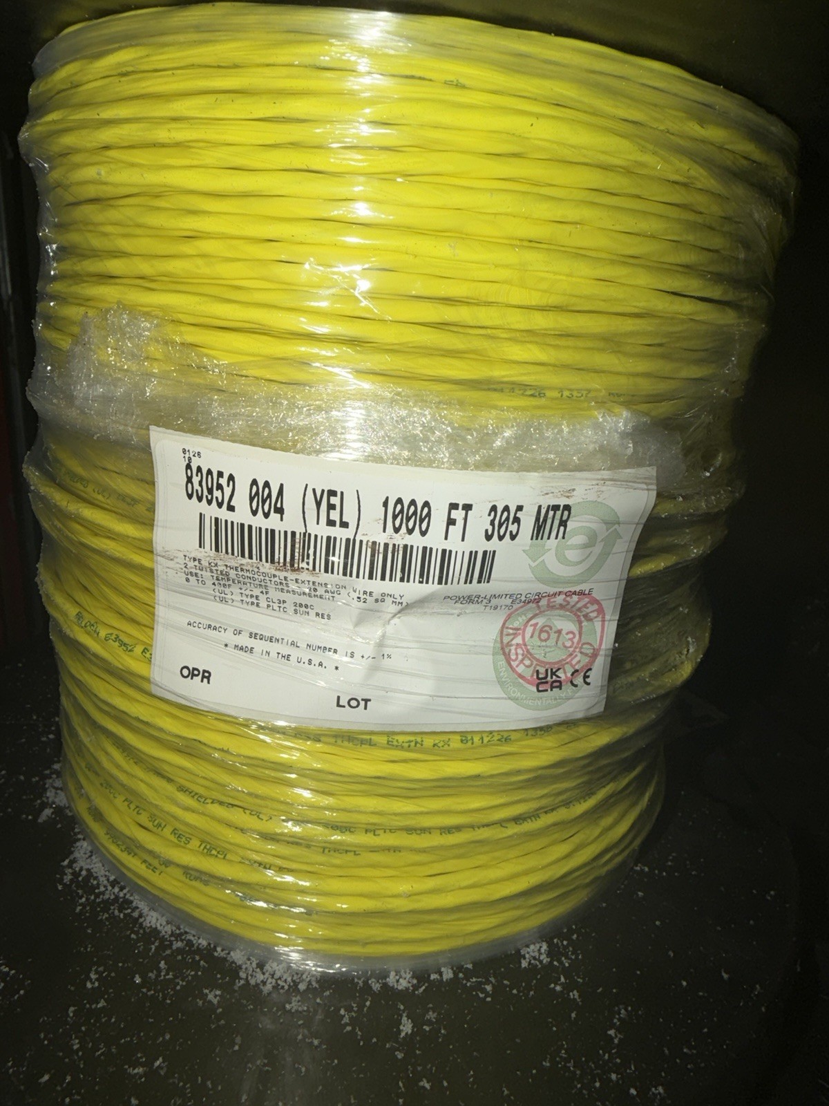 Belden 83952 Thermocouple Wire Type KX Teflon FEP Shielded Cable 20/2, 1000 Ft