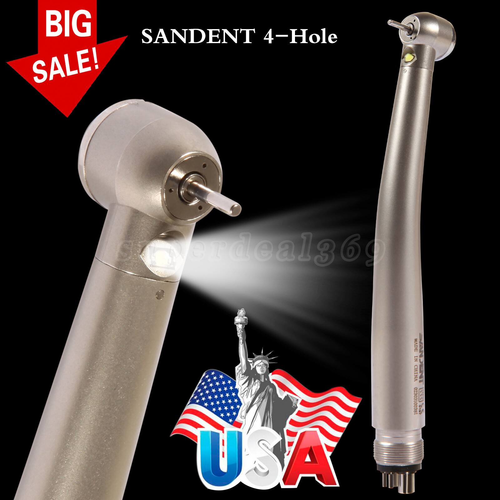 NSK Style Dental Fiber Optic LED E-generator High Speed Handpiece Turbine 4Holes