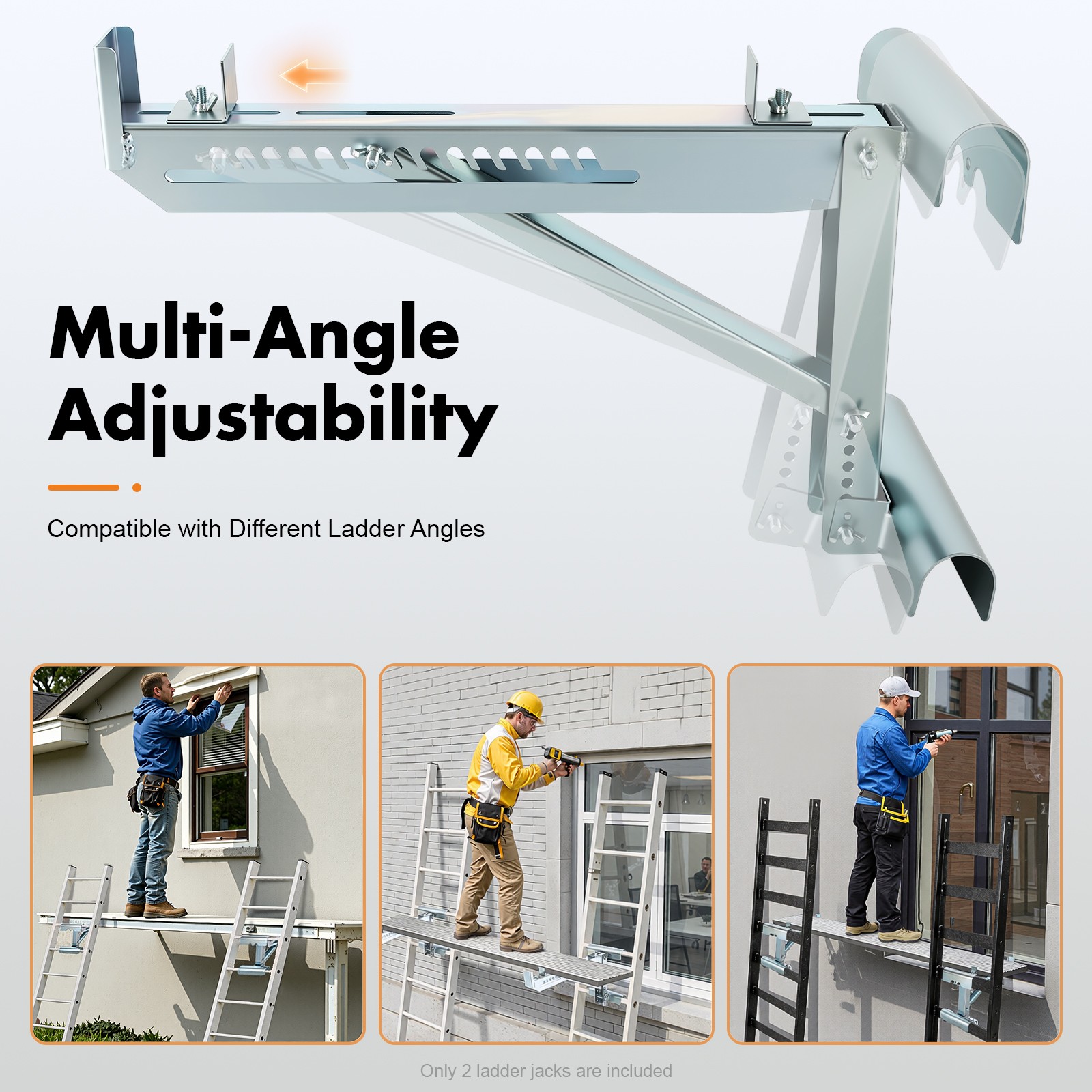 Pair of Heavy Duty Ladder Jacks 661lbs Capacity Scaffolding Bracket 2 Pcs US