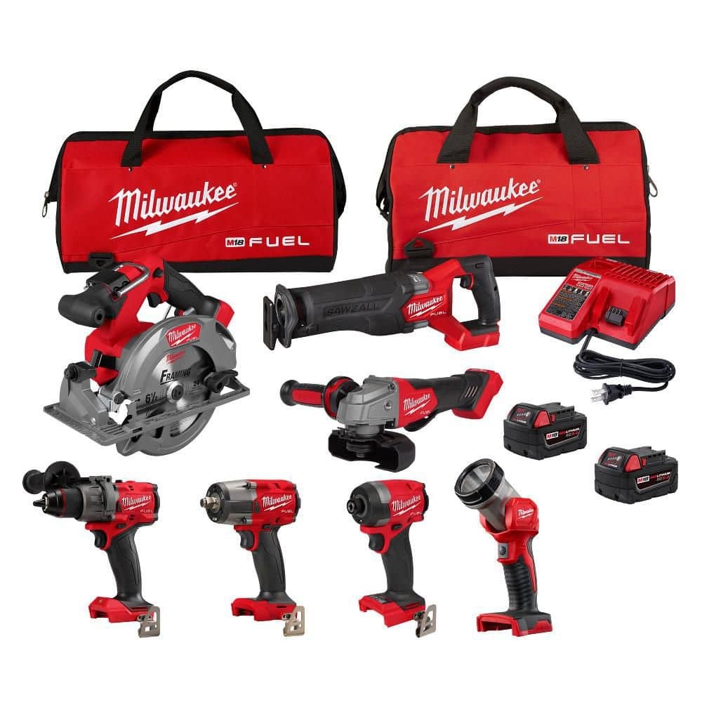 Milwaukee M18 FUEL 18V Lithium-Ion Brushless Cordless Kit w/ 2x 5.0 Ah Batteries
