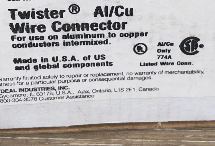 Ideal Twisters 100pcs Al/Cu Wire Connectors Aluminum to Copper – Purple