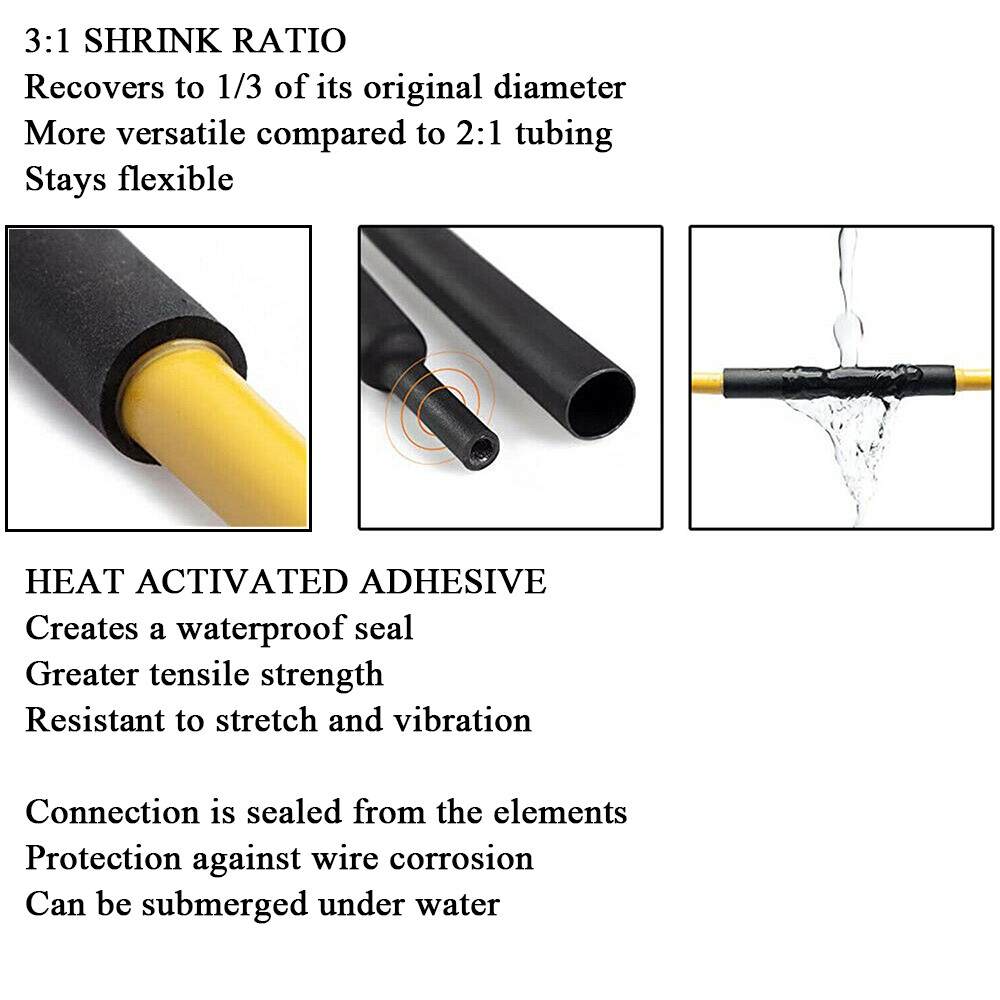 3:1 Heat Shrink Tube – 1″ Clear Dual Wall Marine Adhesive Glue Lined Waterproof