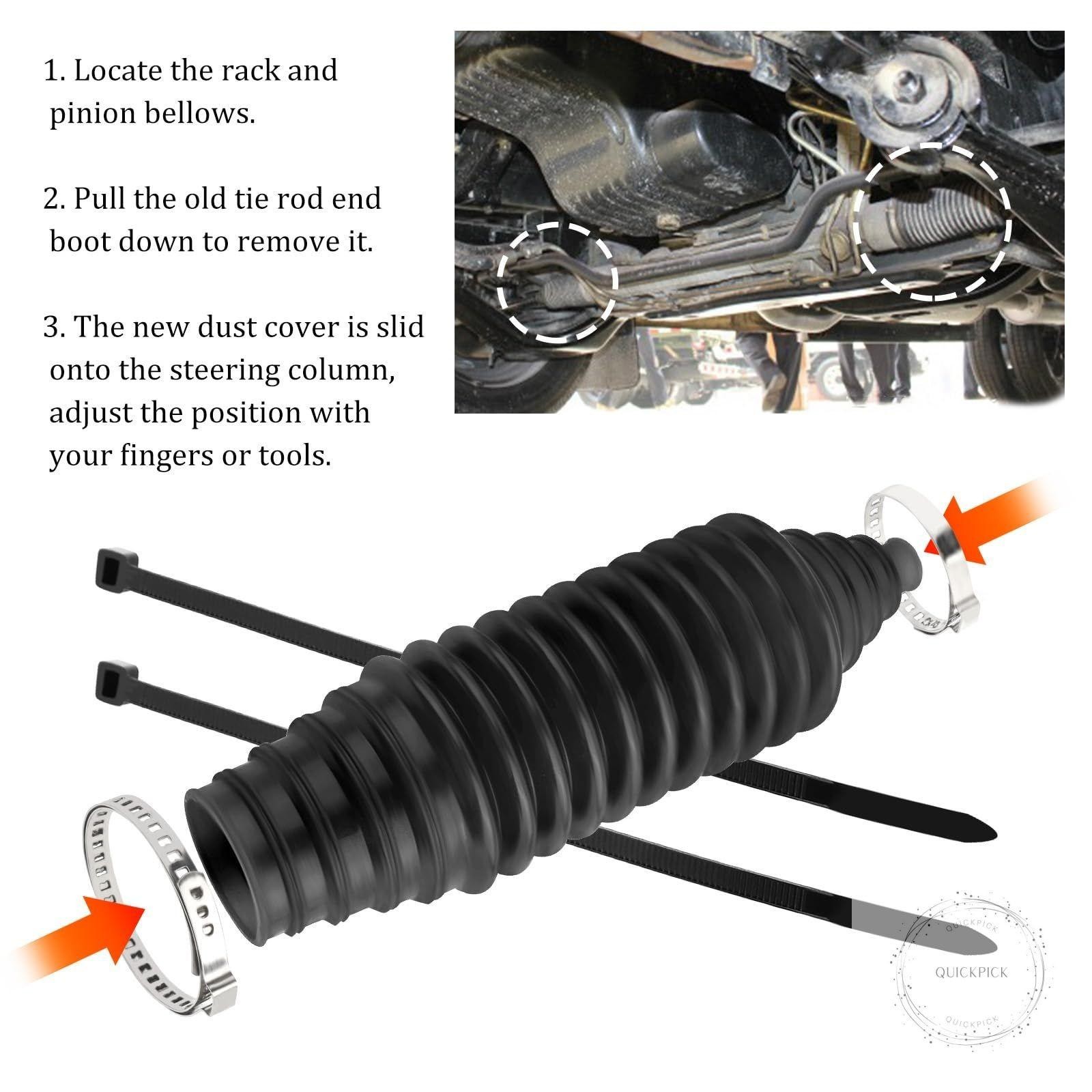 2pcs Steering Rack Boot Kit Adjustable Inner Tie Rod Bellows Dust Cover Set