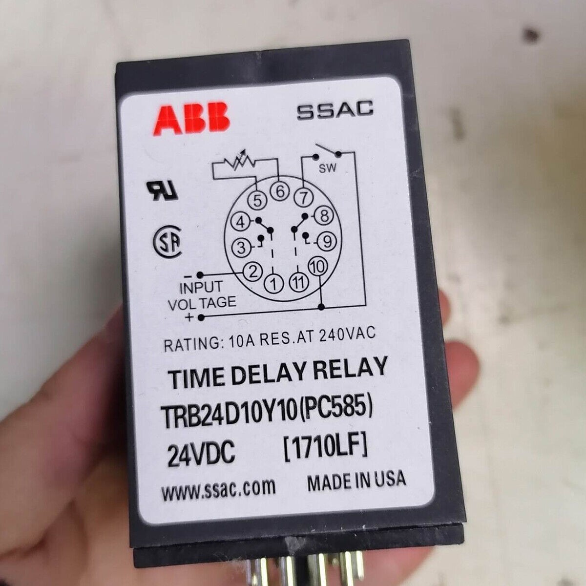 1PC New In Box ABB TRB24D10Y10 Time Delay Relay 24VDC-