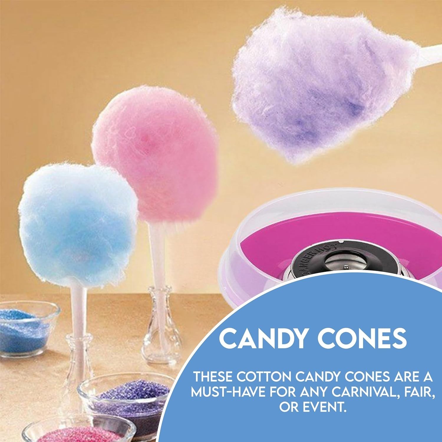 High-Quality 11 Inch Cotton Candy Cones – 100 Count for Sweet Celebrations