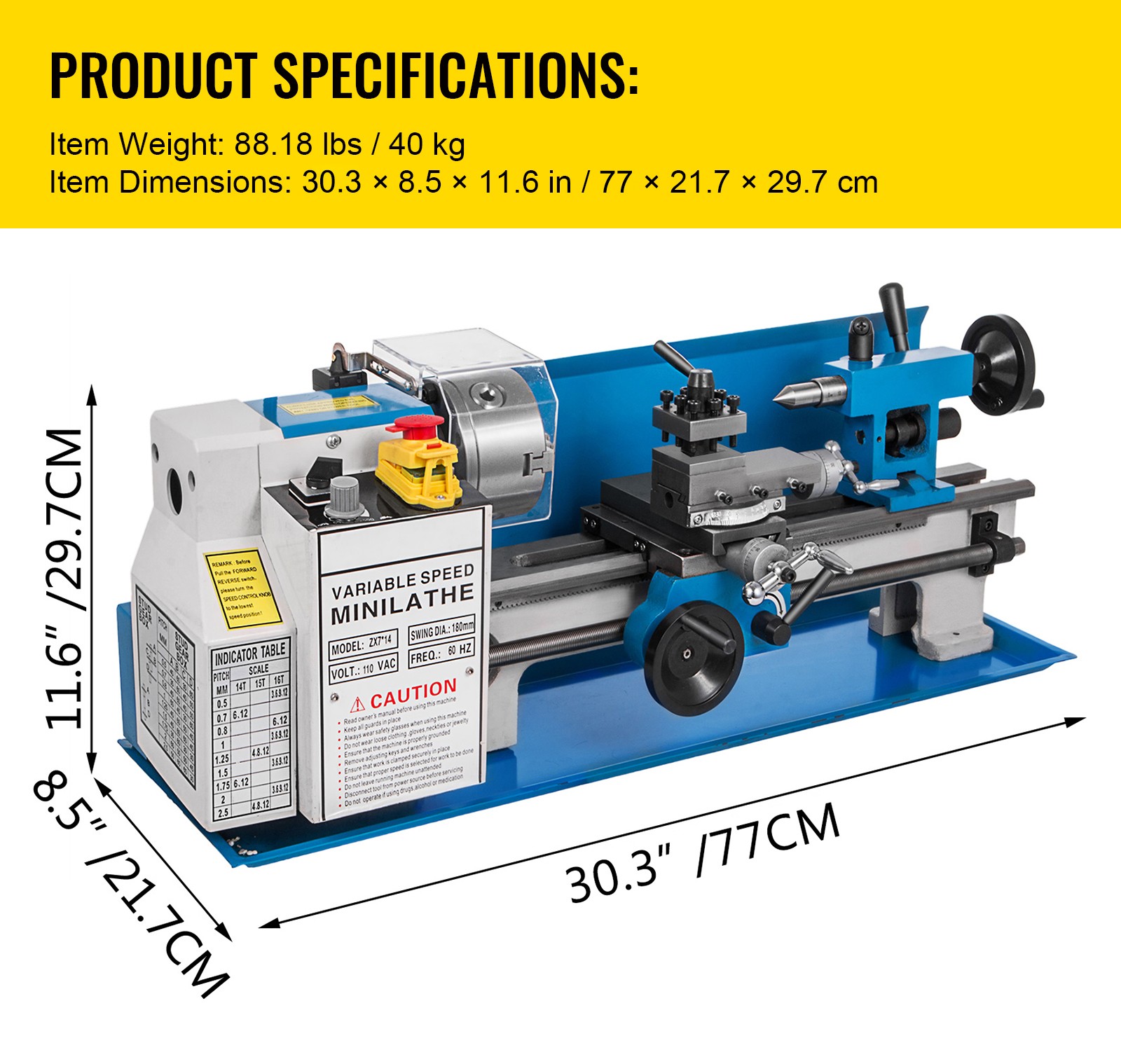 550W 7″X14″ Precision Mini Metal Lathe w/Lamp GREAT FACTORY PRICE NEWEST