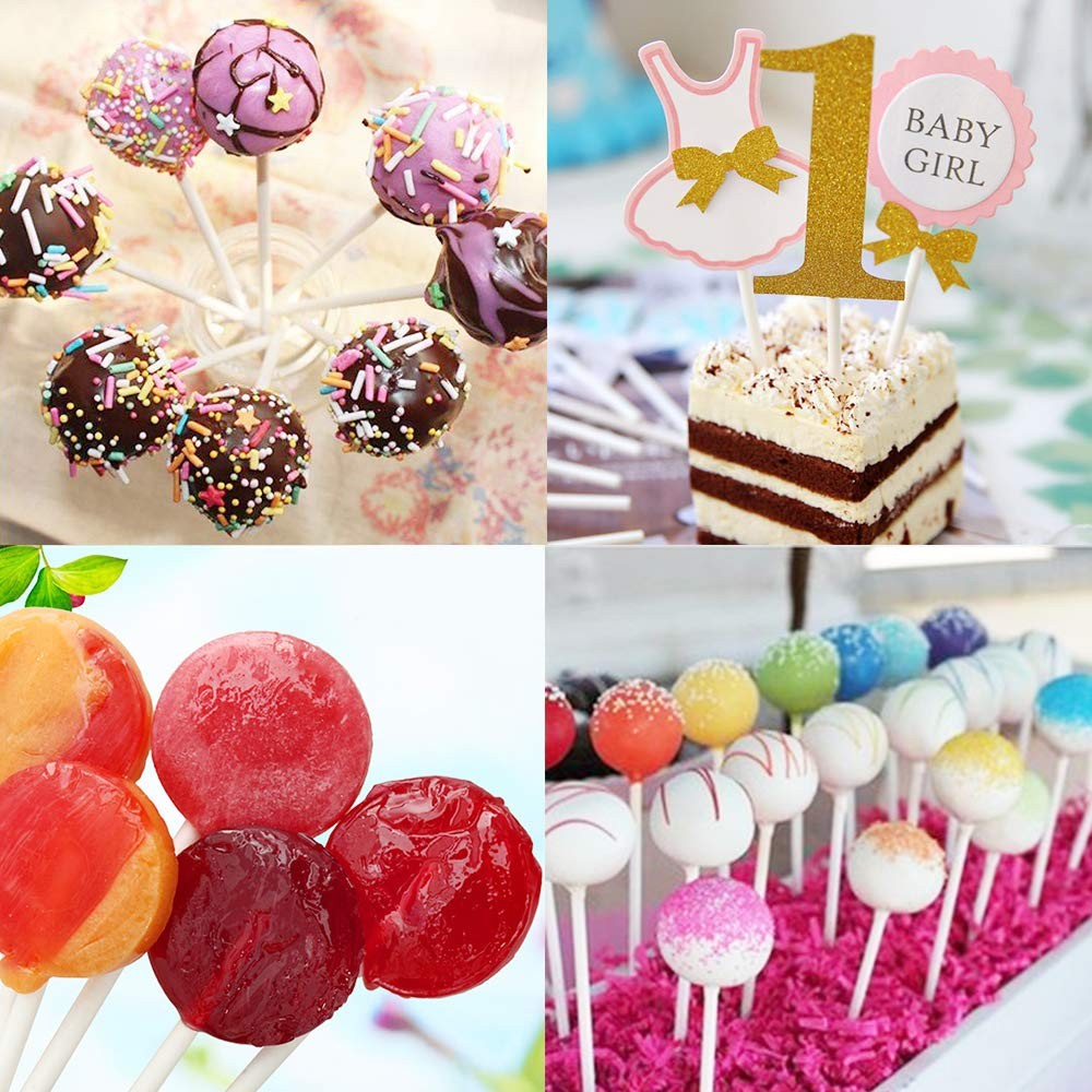 200 Count White Lollipop Sticks,6-Inch Paper Sticks Sucker Stick for Cake Pop…