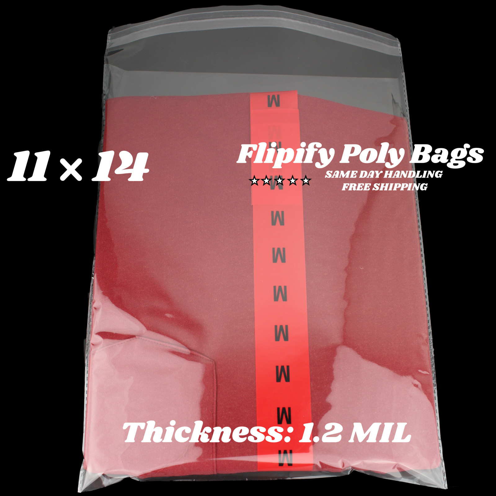 11×14 Poly Clear Plastic Bags Self Adhesive Seal T-Shirt Apparel Resealable