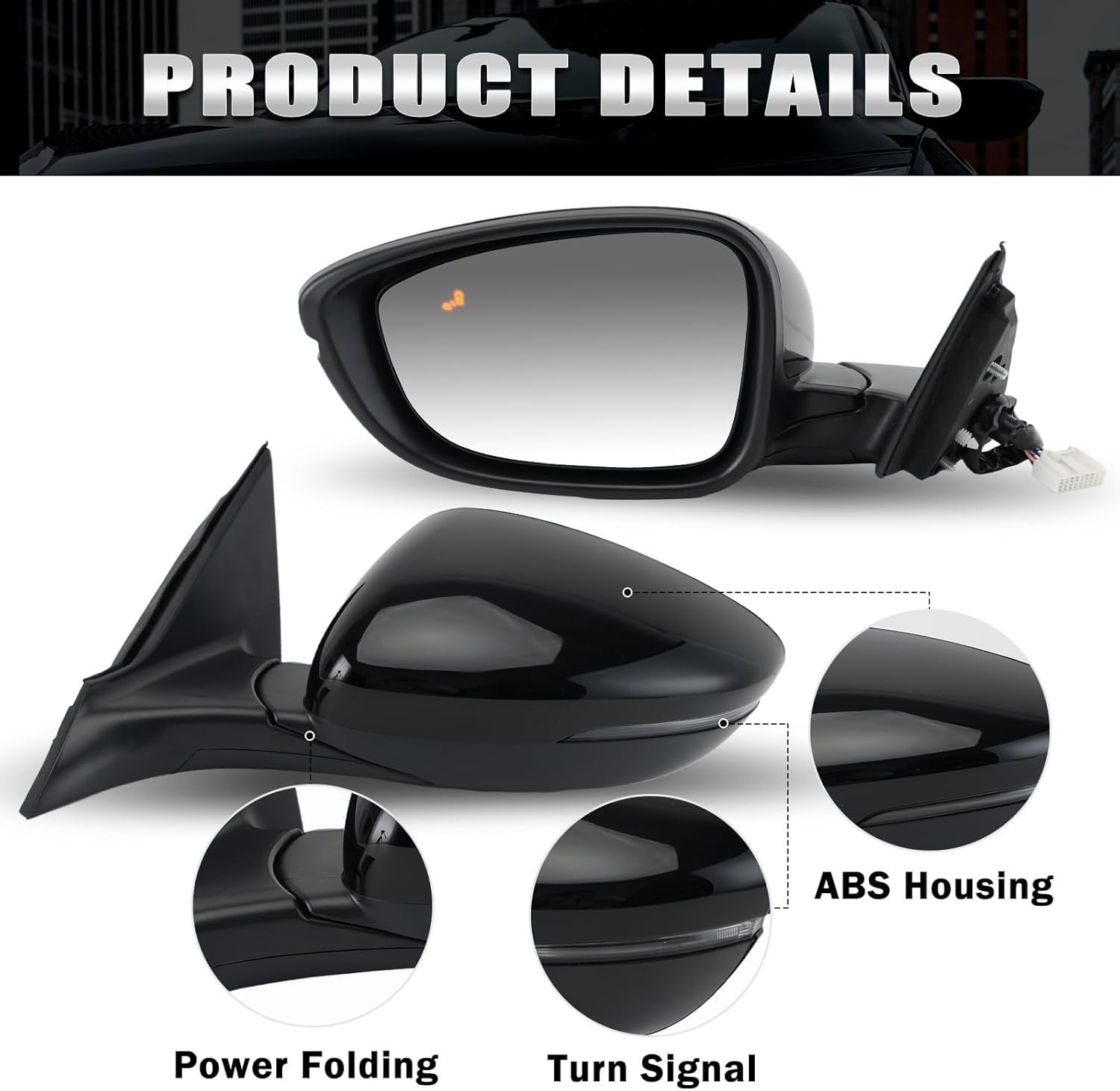 Left Driver Side Mirror Compatible With Honda Accord 2018-2022 with Turn Signal