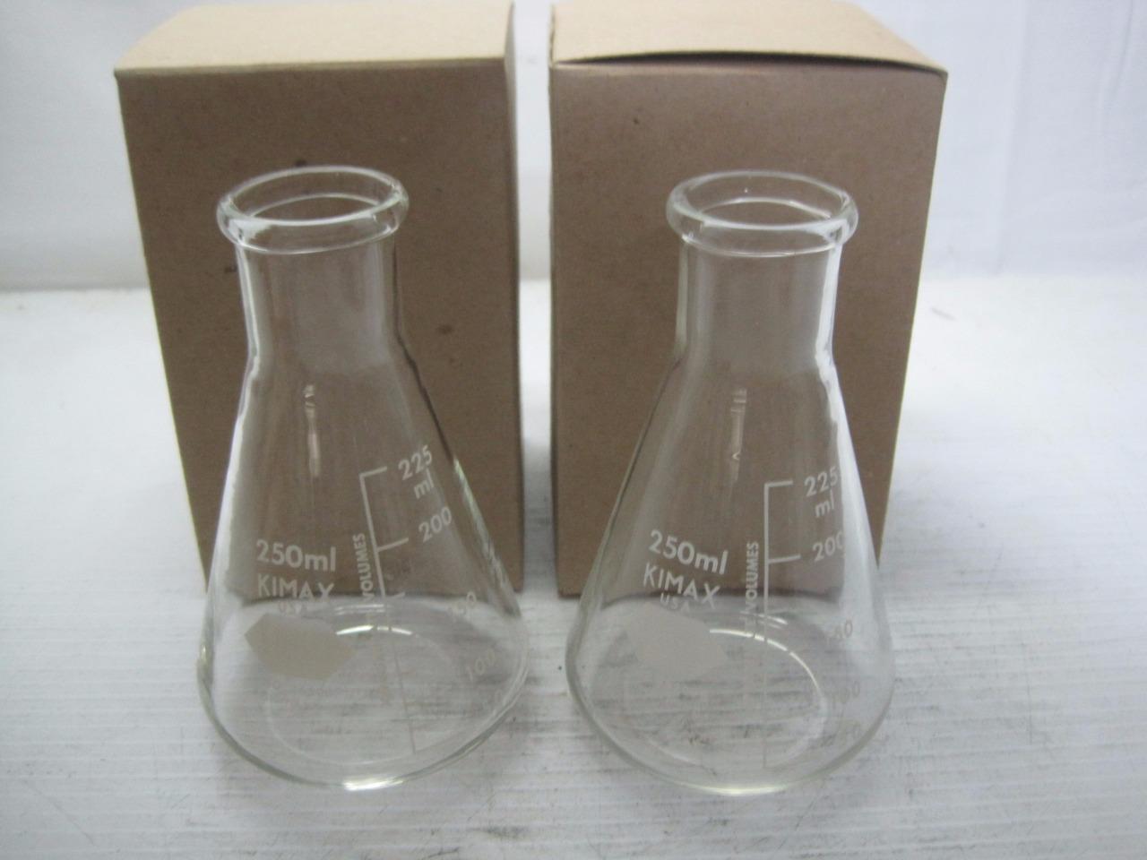 1419b Lot (2) Kimax Erlenmeyer Flask Graduated 250 ML Type IV 6640-00-935-4269