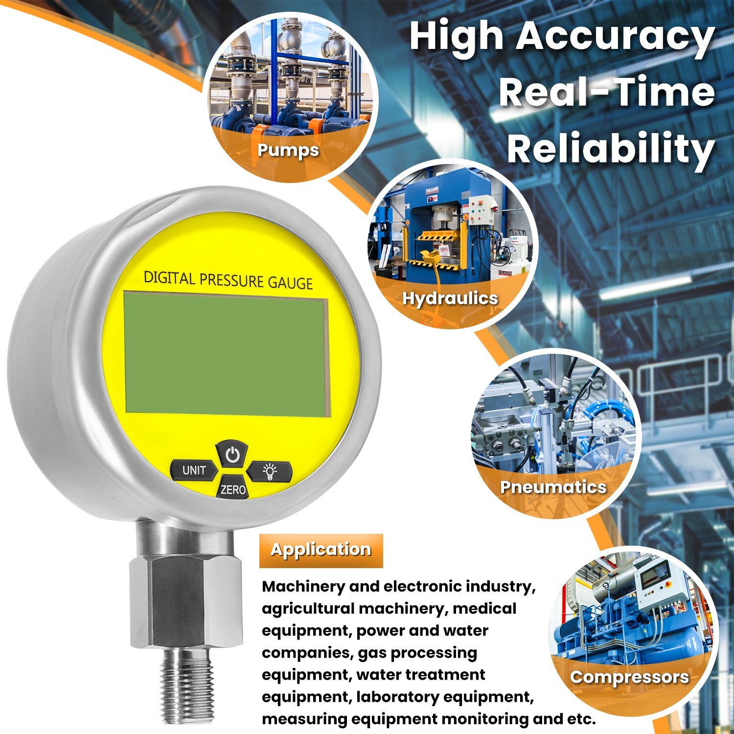 Digital Hydraulic Pressure Gauge Test Coupling Kit 700BAR/10000PSI/70Mpa 1/4-NPT