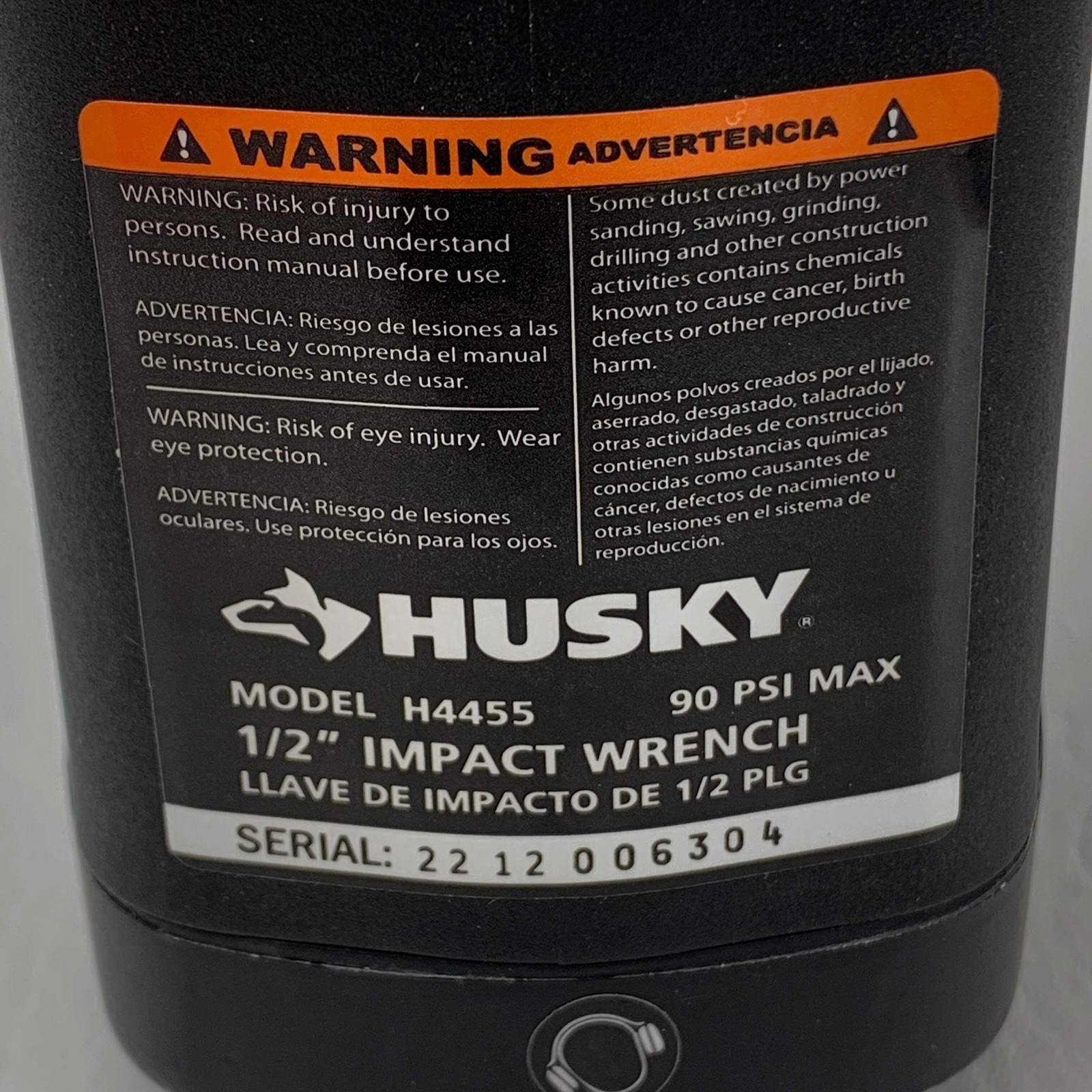 Husky H4455 90 PSI Max 1/2″ Impact Wrench Twin Hammer