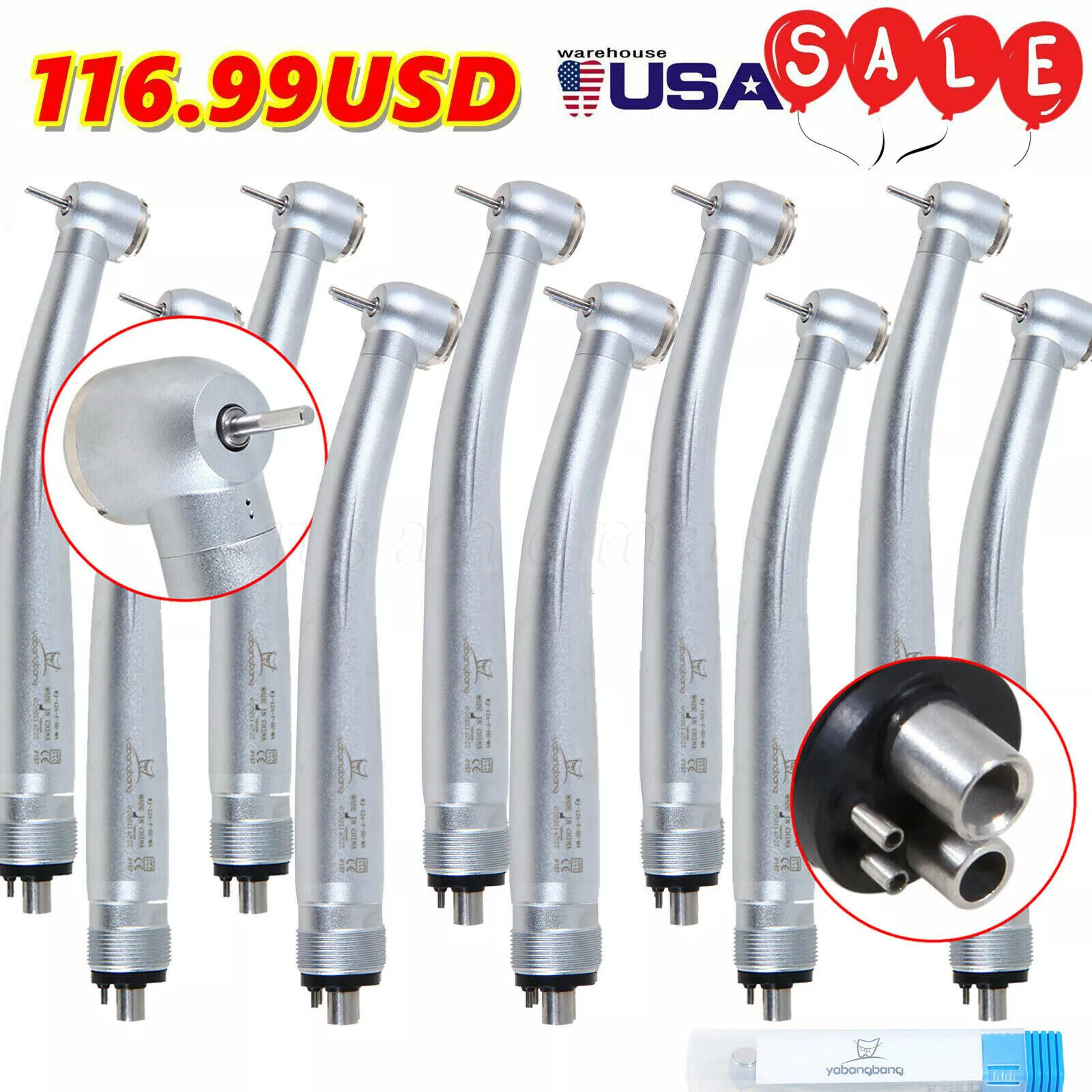 10 Packs NSK Style Dental High Speed Handpiece Push Button 4Hole Air Turbine USA