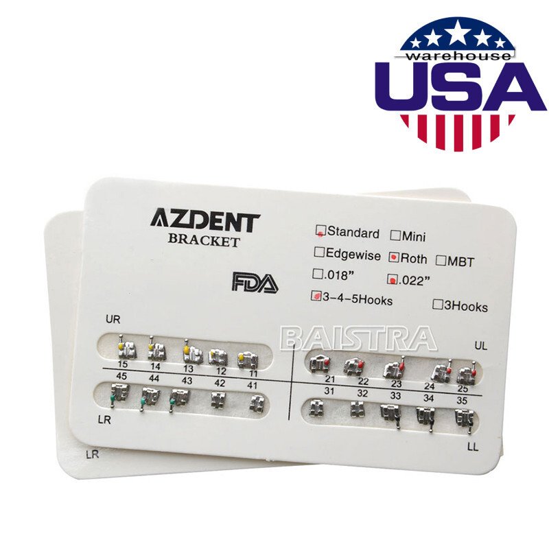 1-100X Dental Orthodontic Brackets Mini/Standard Roth MBT 022/018 Hooks 3/345
