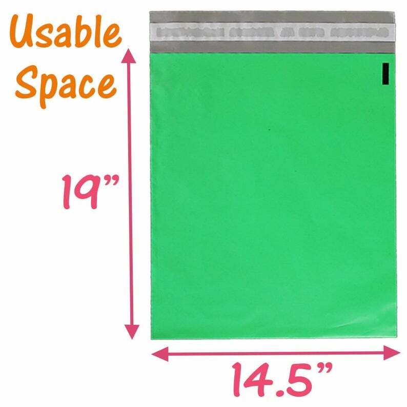 14.5×19 Poly Mailers, Hot Pink, Teal, Green, Blue, Yellow, Purple, & Pastel Pink