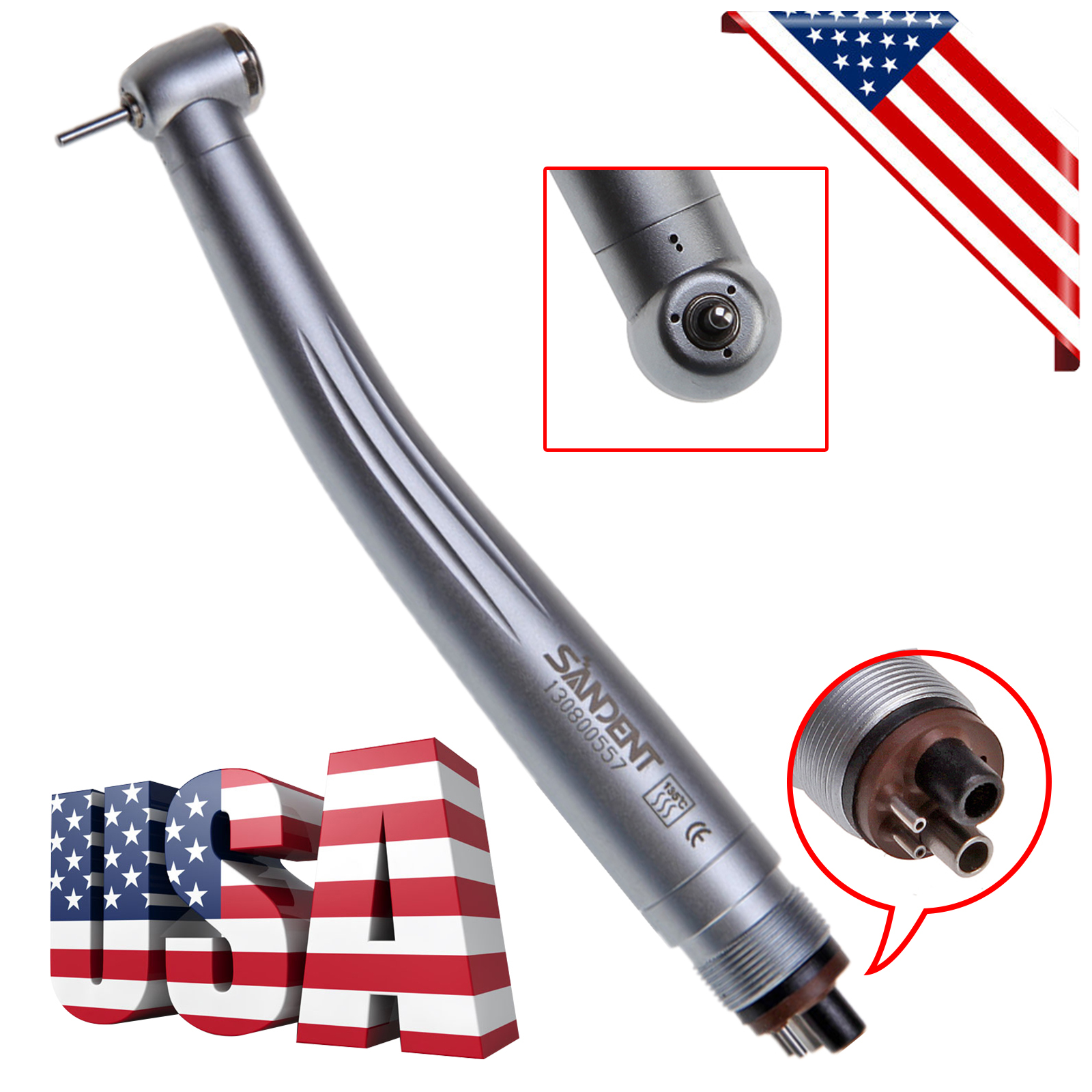 10 SANDENT NSK Style Dental High Speed Handpiece Push Button Standard Head 4Hole