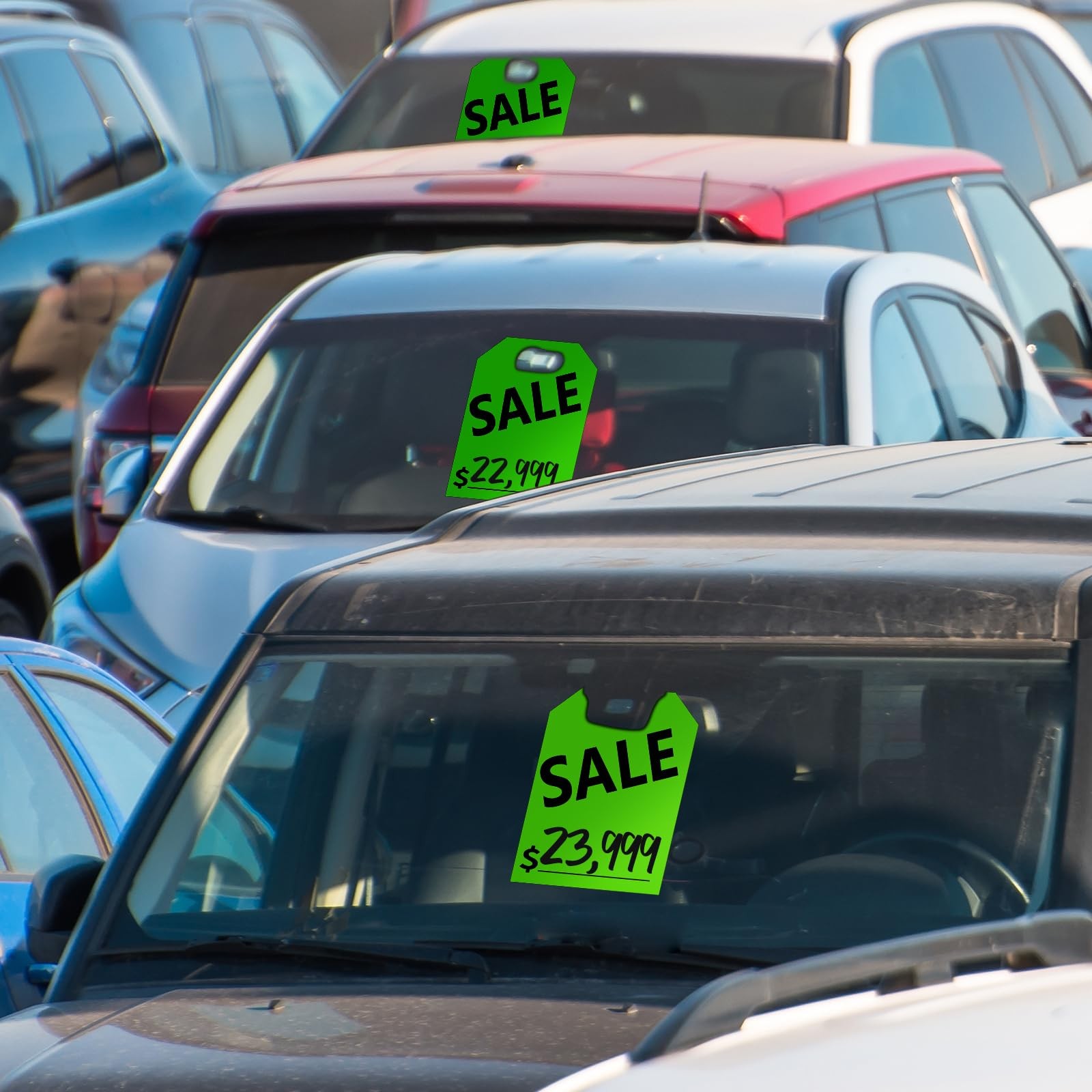 120 Pack Green 8.3×11.2 Inch DoubleSided Hanging Car Mirror Sale Tag Supply