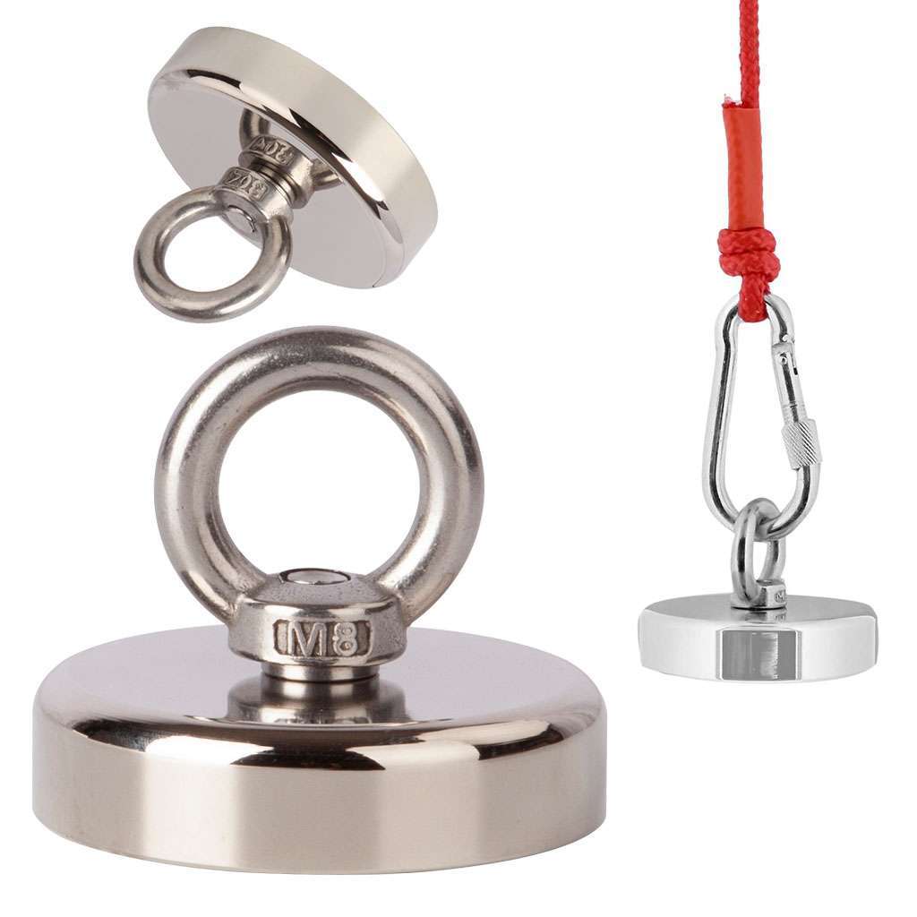 Neodymium Fishing Magnets 2 Pack, 400LBS Pulling Force Strong Round Rare Earth
