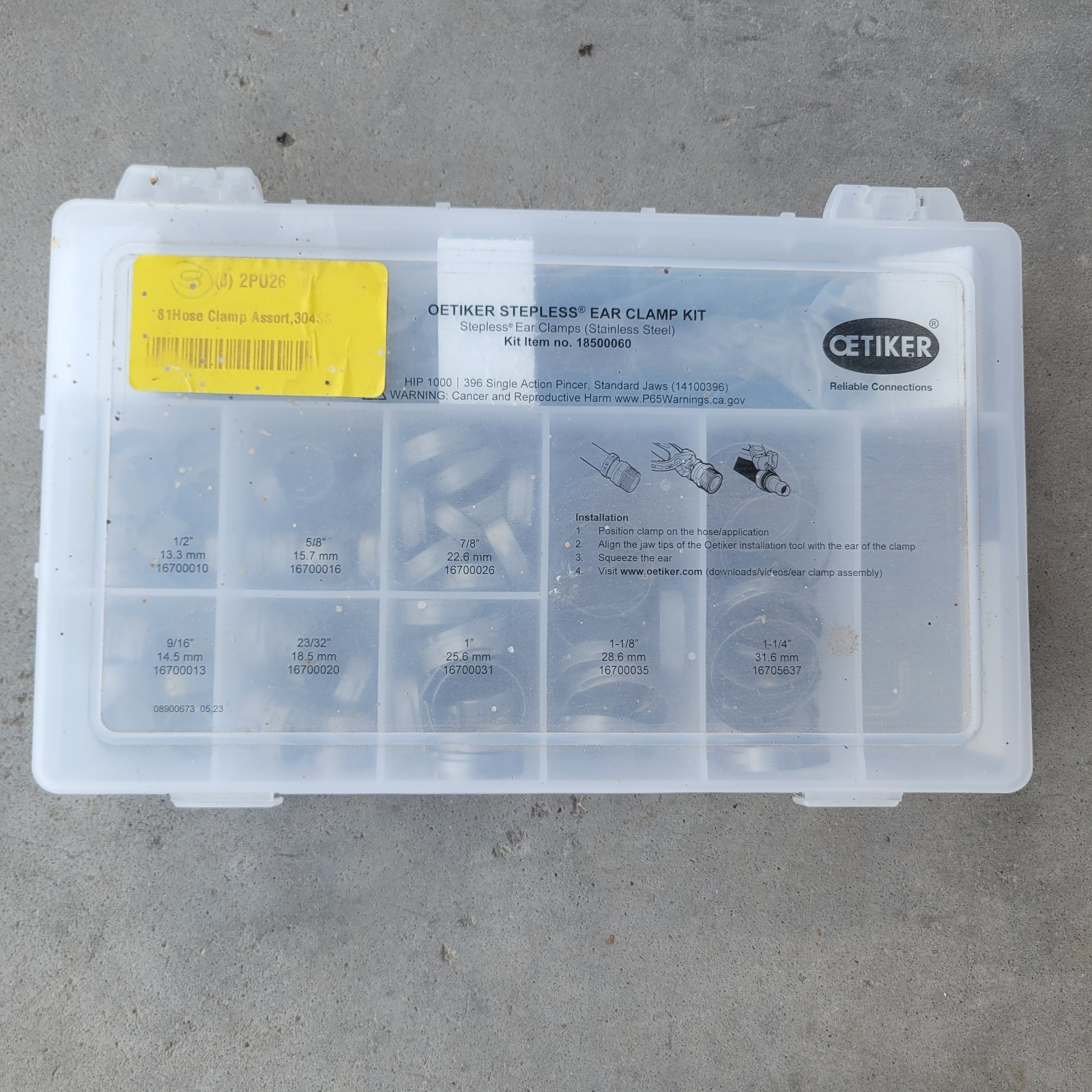 Oetiker 18500060 StepLess 1-Ear Clamp Kit Stainless Steel w/ Pliers