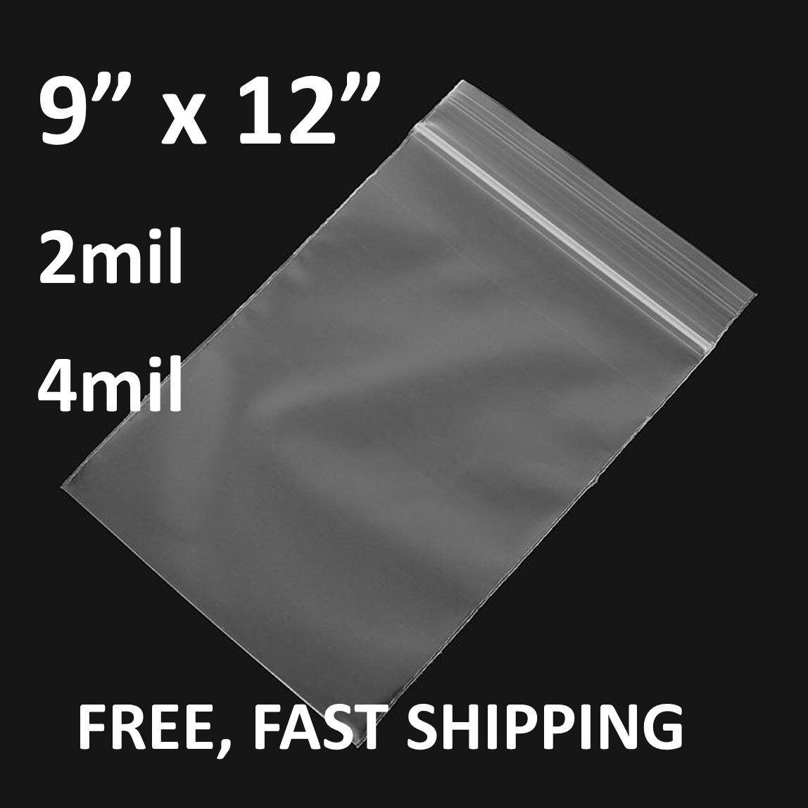 9″ x12″ Zip Seal 2 Mil 4 Mil Thick Reclosable Top Lock Plastic Zipper Bags