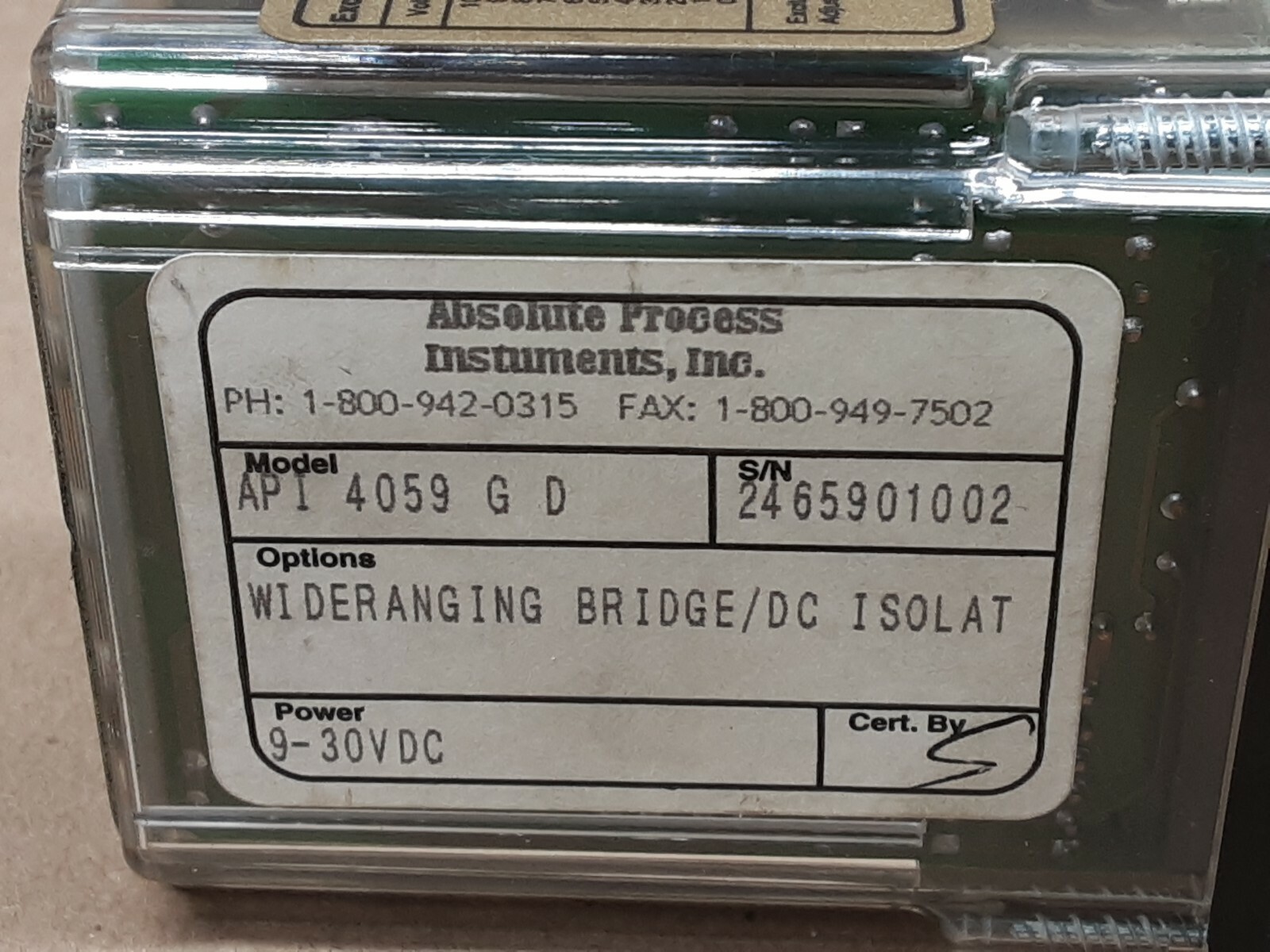 Absolute Process Instruments API-4059-GD Strain Gauge Bridge #1016F25*AD
