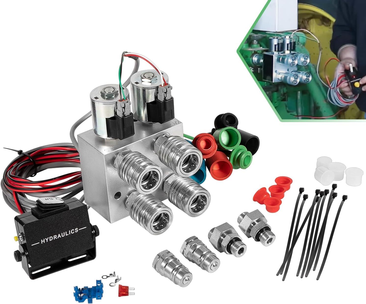 Hydraulic Multiplier Kit, SCV Splitter/Diverter Manifold Valve for John Deere