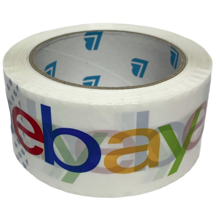6 Rolls eBay Branded BOPP Shipping Tape Black Logo 2 inches x 75 Yards