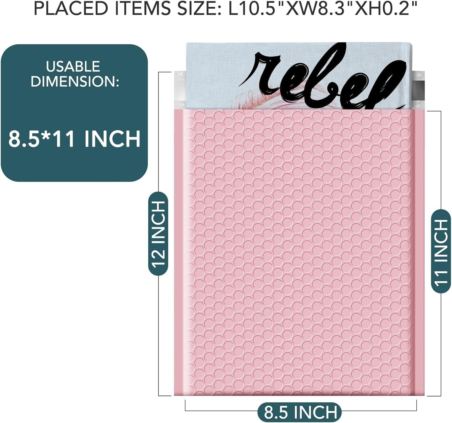 Poly Bubble Mailers 8.5×12 250pc Padded Envelope 8.5×11 Bubble Bag #2 Light Pink