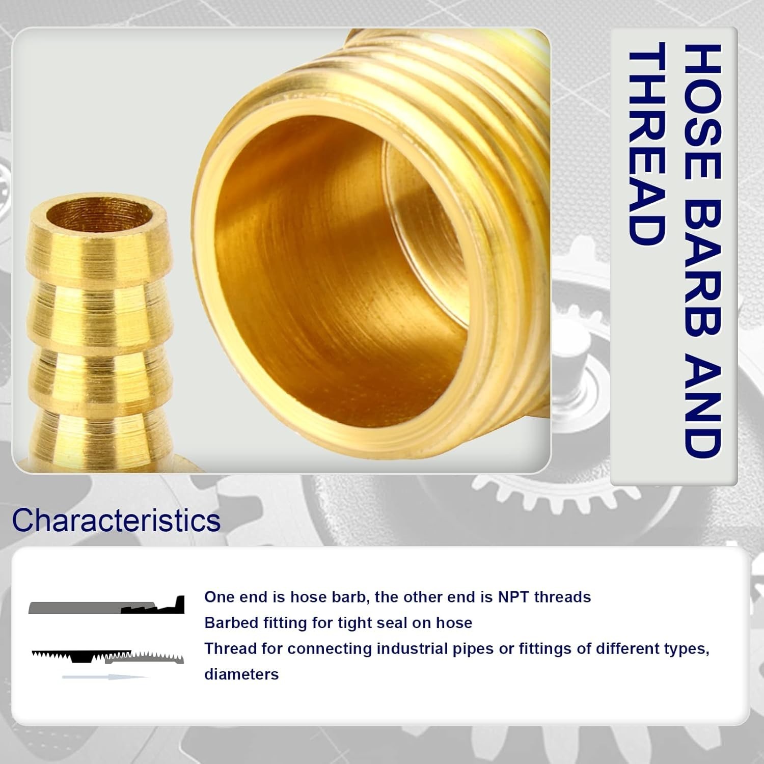 Brass Air Hose Fittings, Hose Barb Fittings 1/2″ Barb x 1/2″ NPT Male Thread …