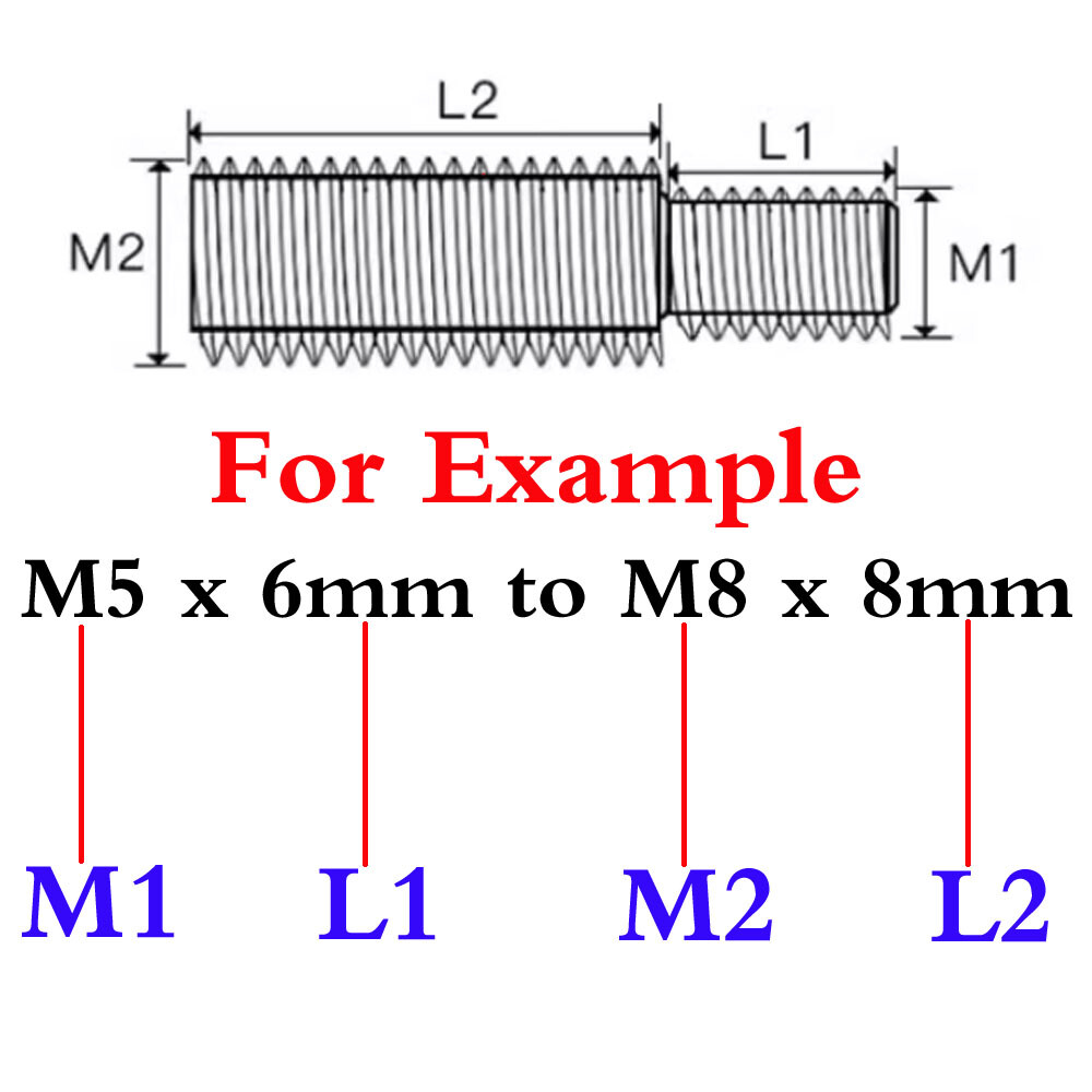 M8 M10 M12 M14 M16 M20 Double End Threaded Bolts Screws Reducer Fitting Adapter