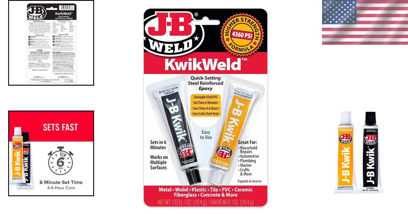 KwikWeld 2 oz Dark Grey Quick-Setting Epoxy | Steel Reinforced for DIY Repairs