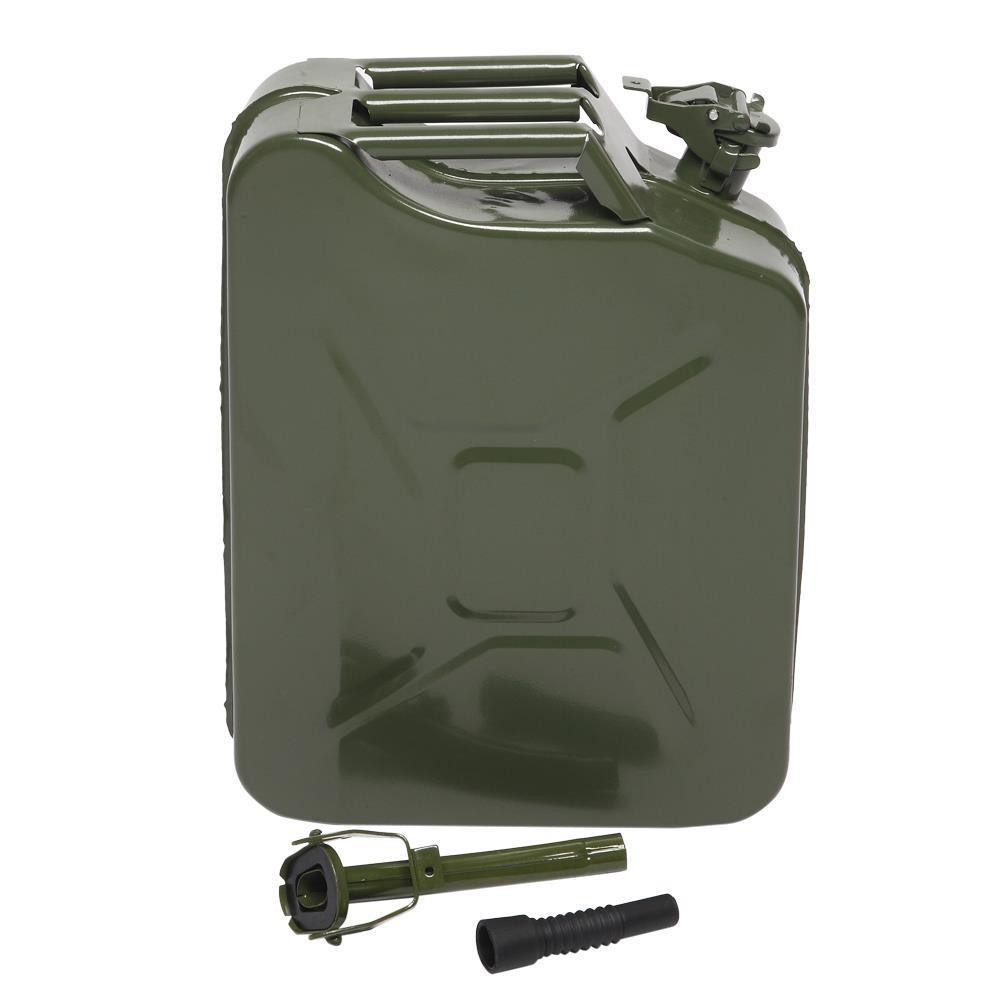 Practical Fuel Can 5 Gal 20 L Green Steel Gasoline Gas Fuel Tank Emergency