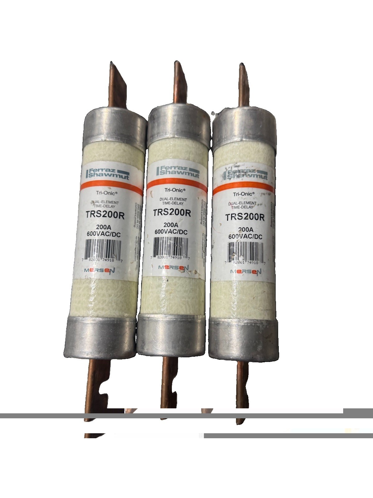 (Lot of 3) TRS200R Ferraz Shawmut Tri-Onic 200A 600V Time Delay Fuses *Tested*